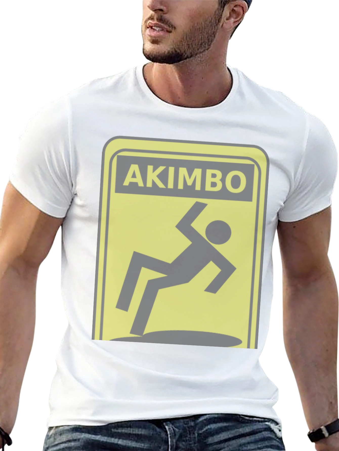 Akimbo Falling Hazard Warning Novelty T-Shirt