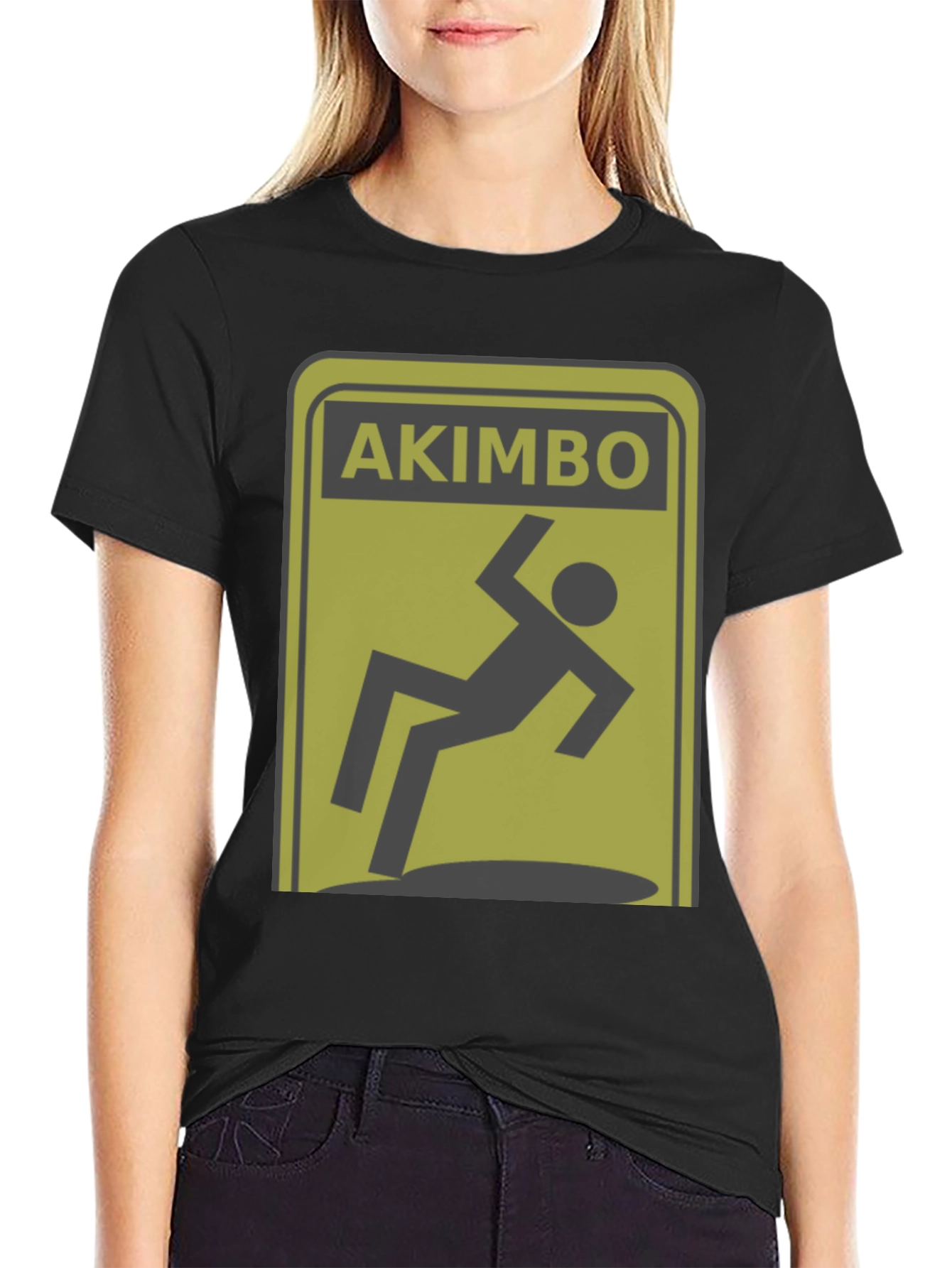 Akimbo Falling Hazard Warning Novelty T-Shirt