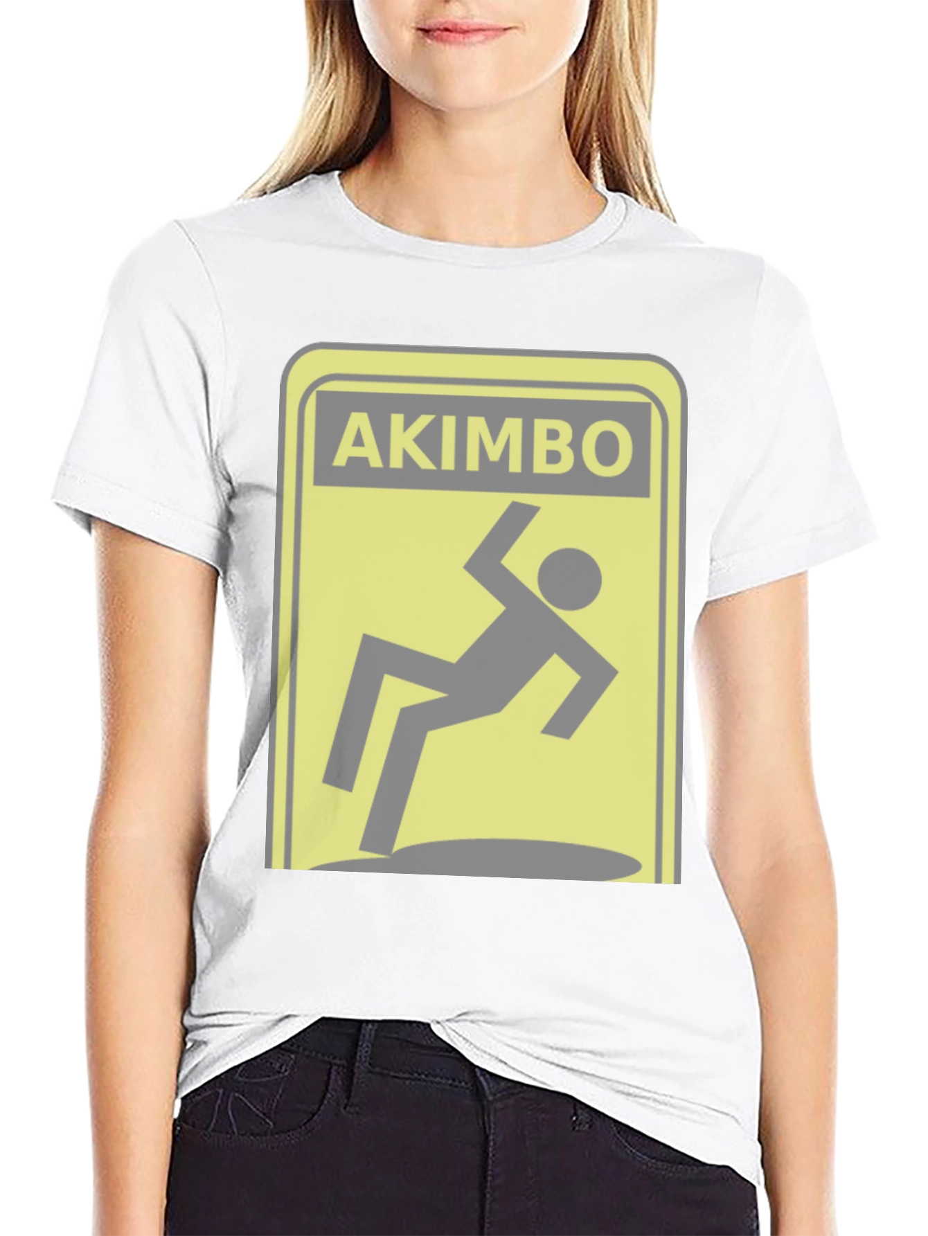 Akimbo Falling Hazard Warning Novelty T-Shirt