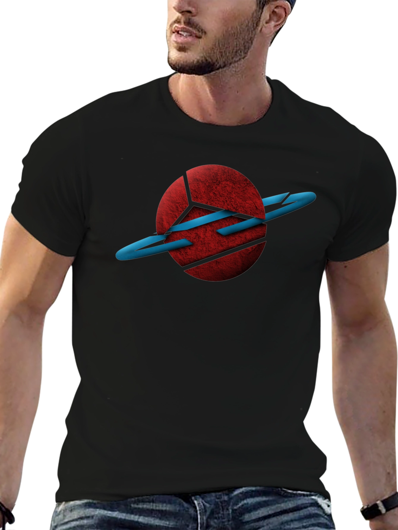 Abstract Planet Graphic Black T-Shirt