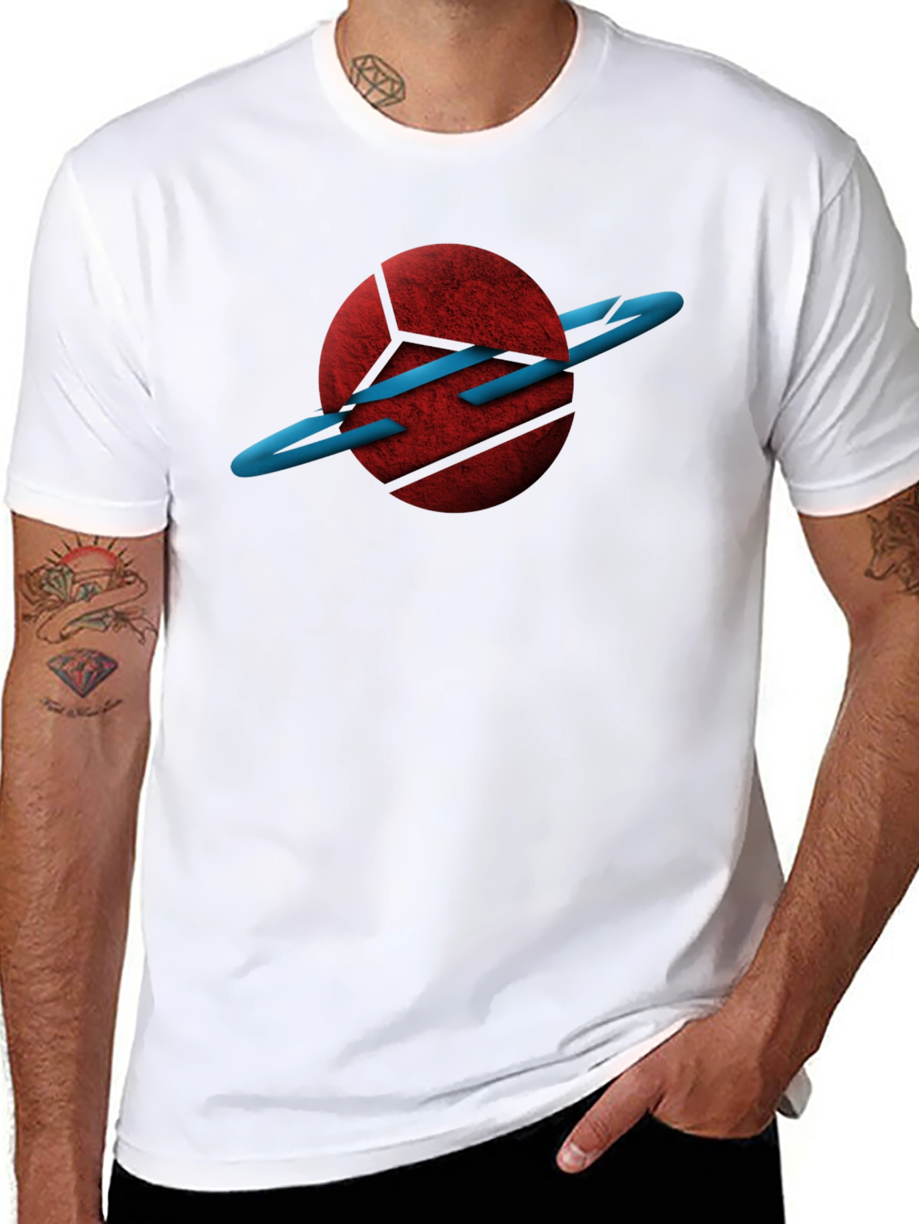 Abstract Planet Graphic Black T-Shirt