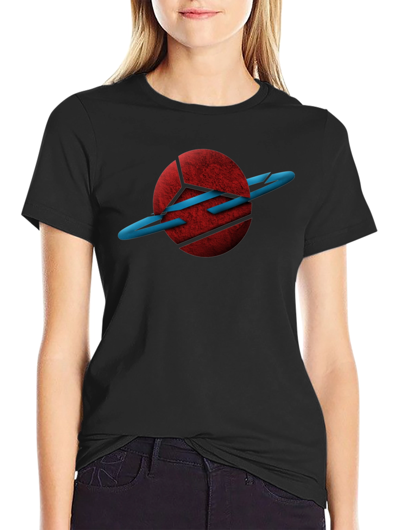 Abstract Planet Graphic Black T-Shirt