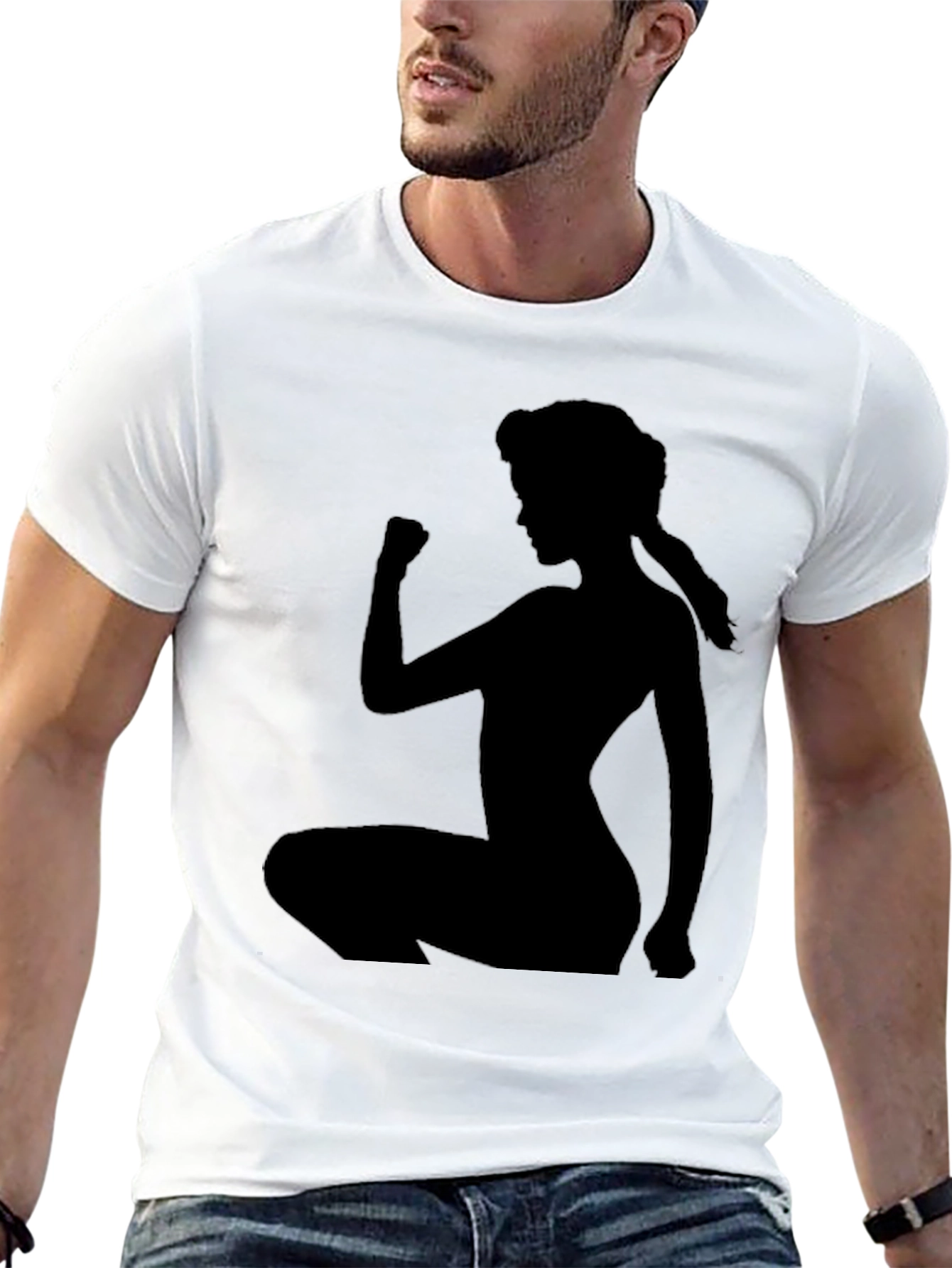 Empowered Silhouette Tee - Black Graphic Print Shirt