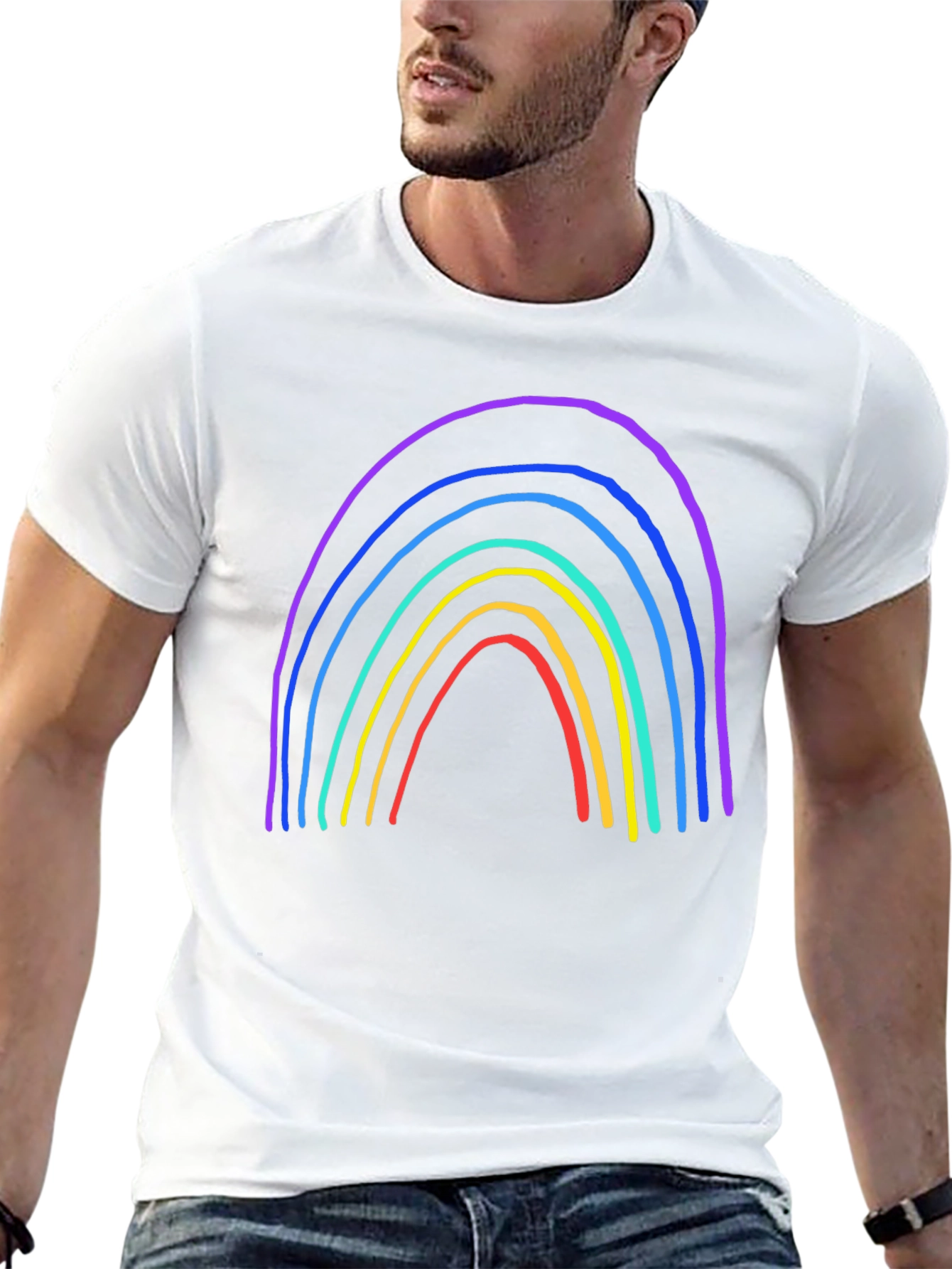 Rainbow Graphic Print Black T-Shirt