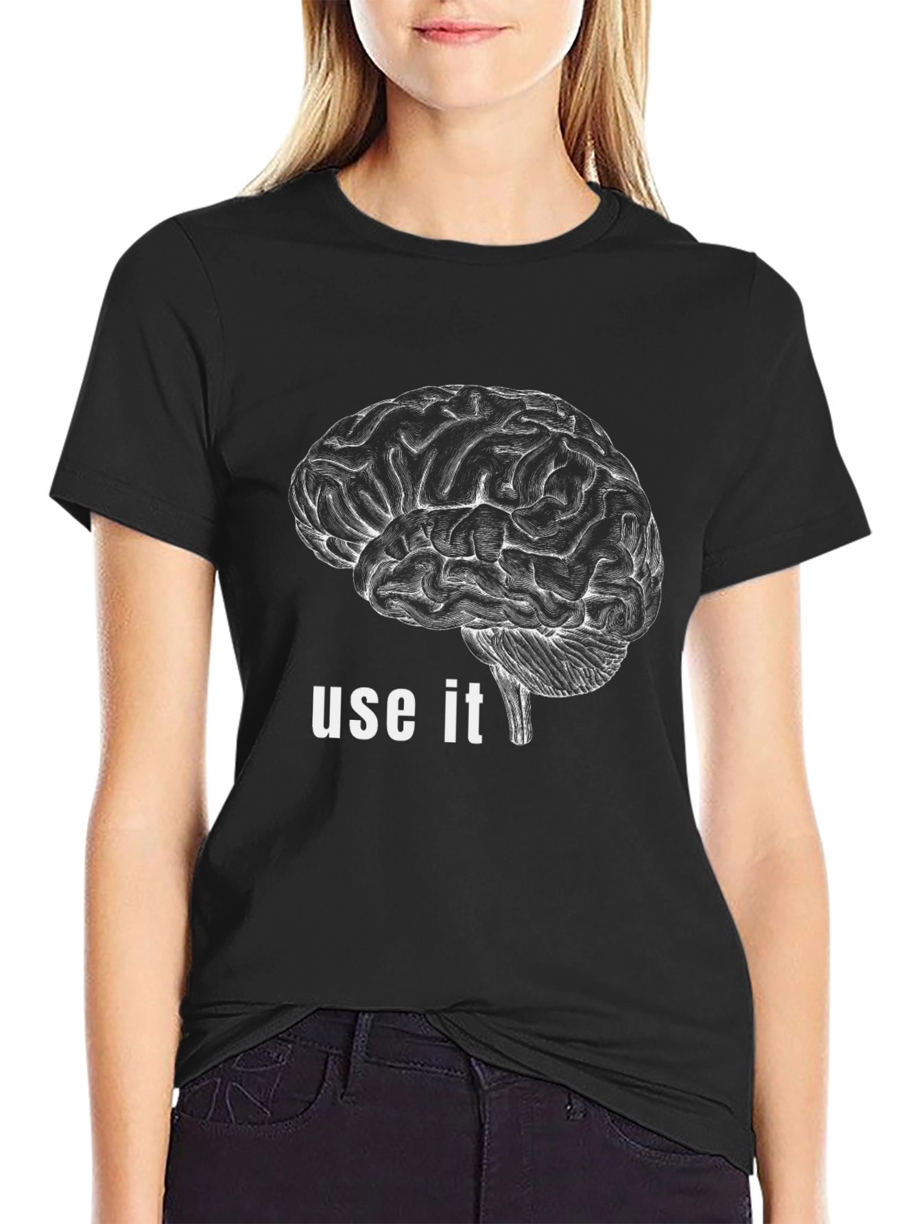 Brain Use It Graphic Tee - Black
