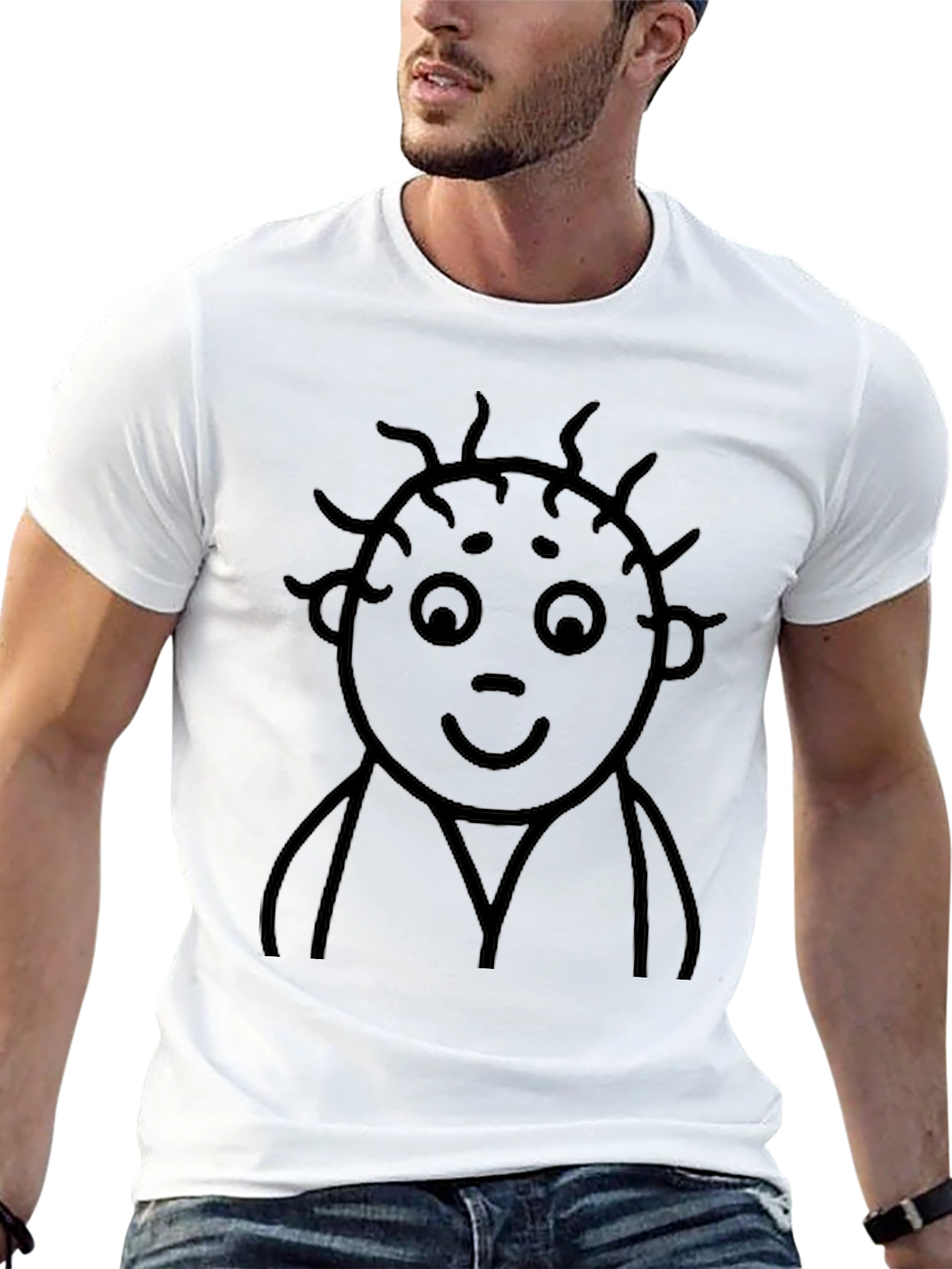 Cartoon Face Black T-Shirt