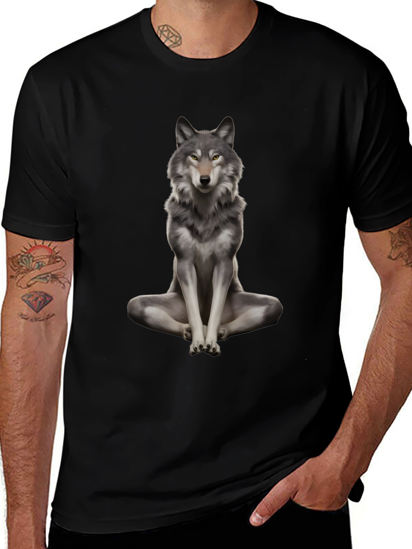 Wolf Meditation Black T-Shirt