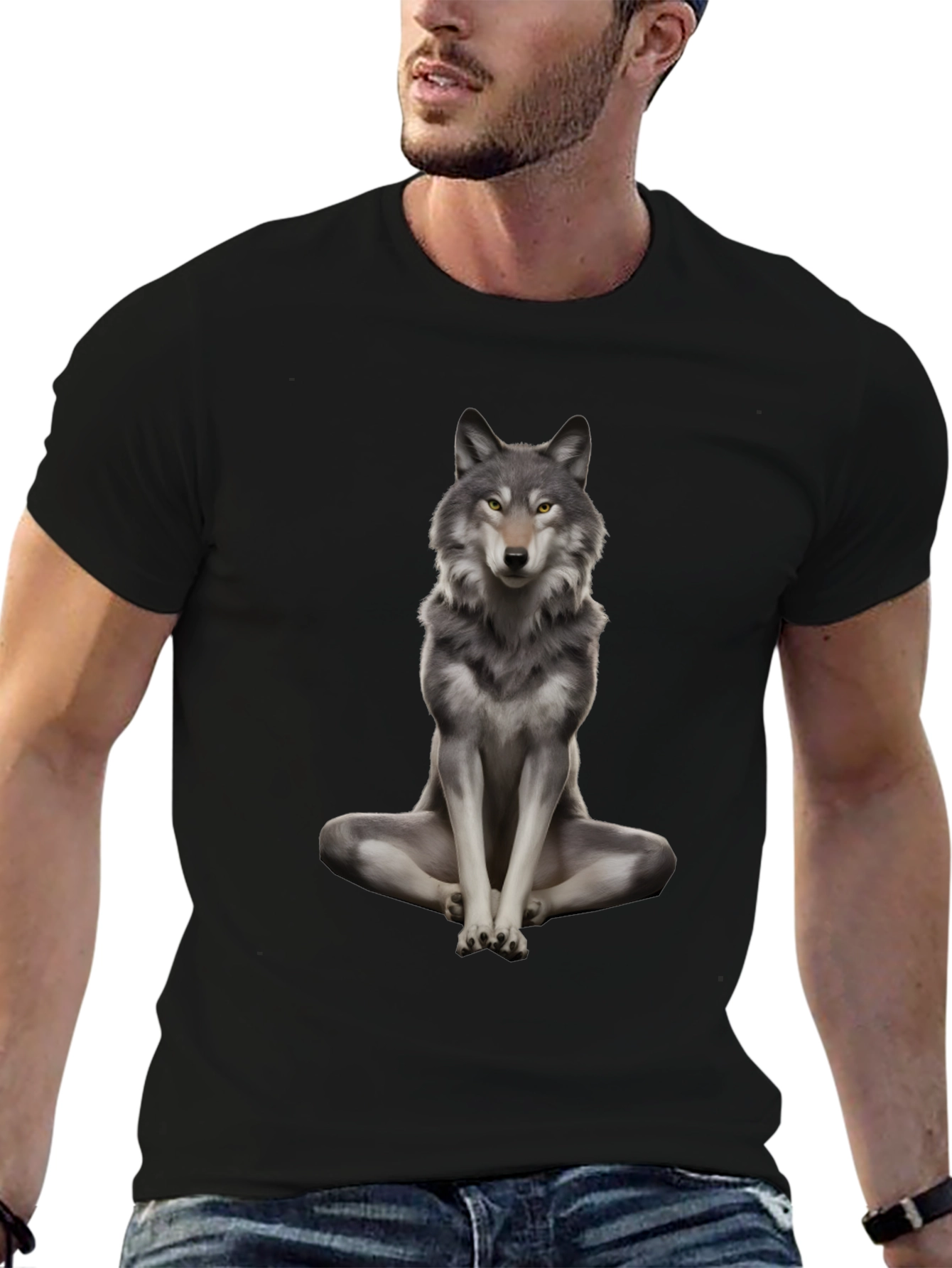 Wolf Meditation Black T-Shirt