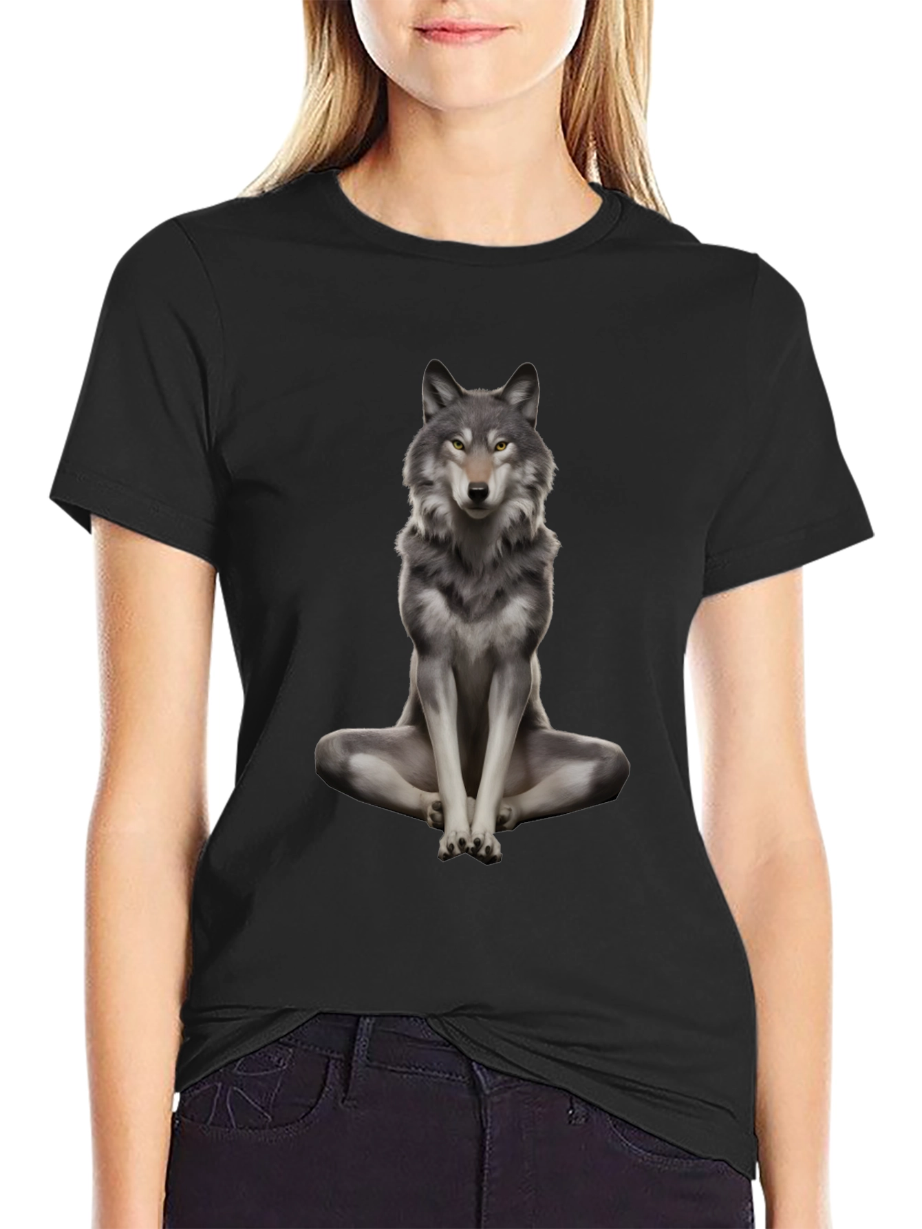 Wolf Meditation Black T-Shirt
