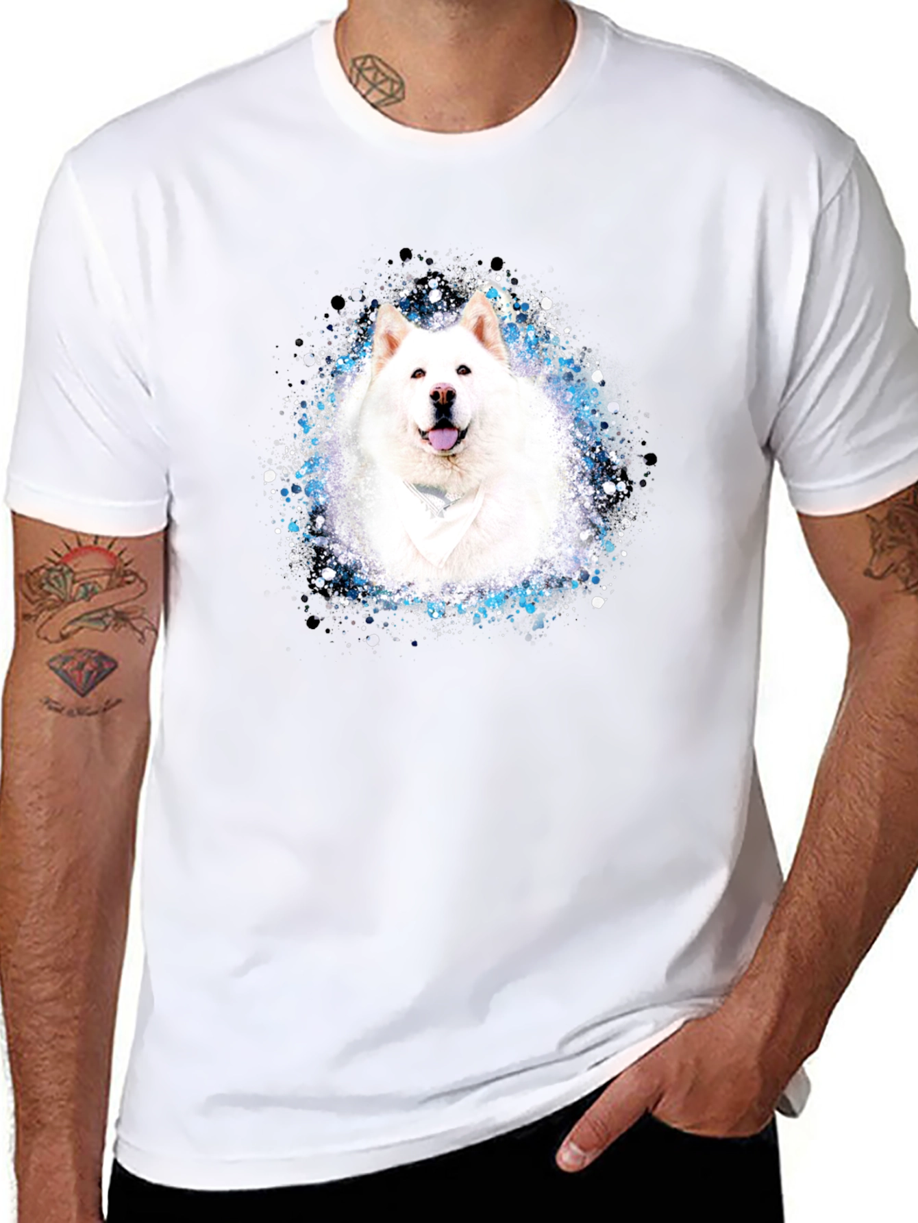 Samoyed Dog T-Shirt - Unique Splatter Design