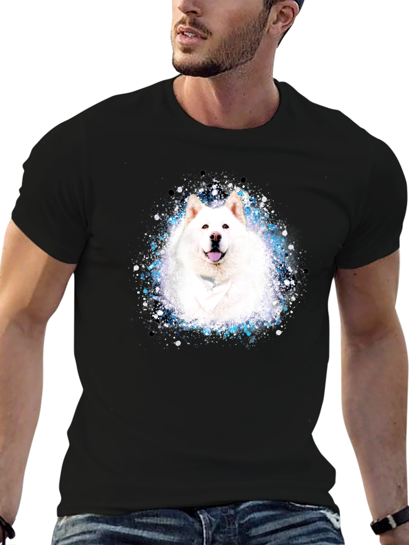 Samoyed Dog T-Shirt - Unique Splatter Design