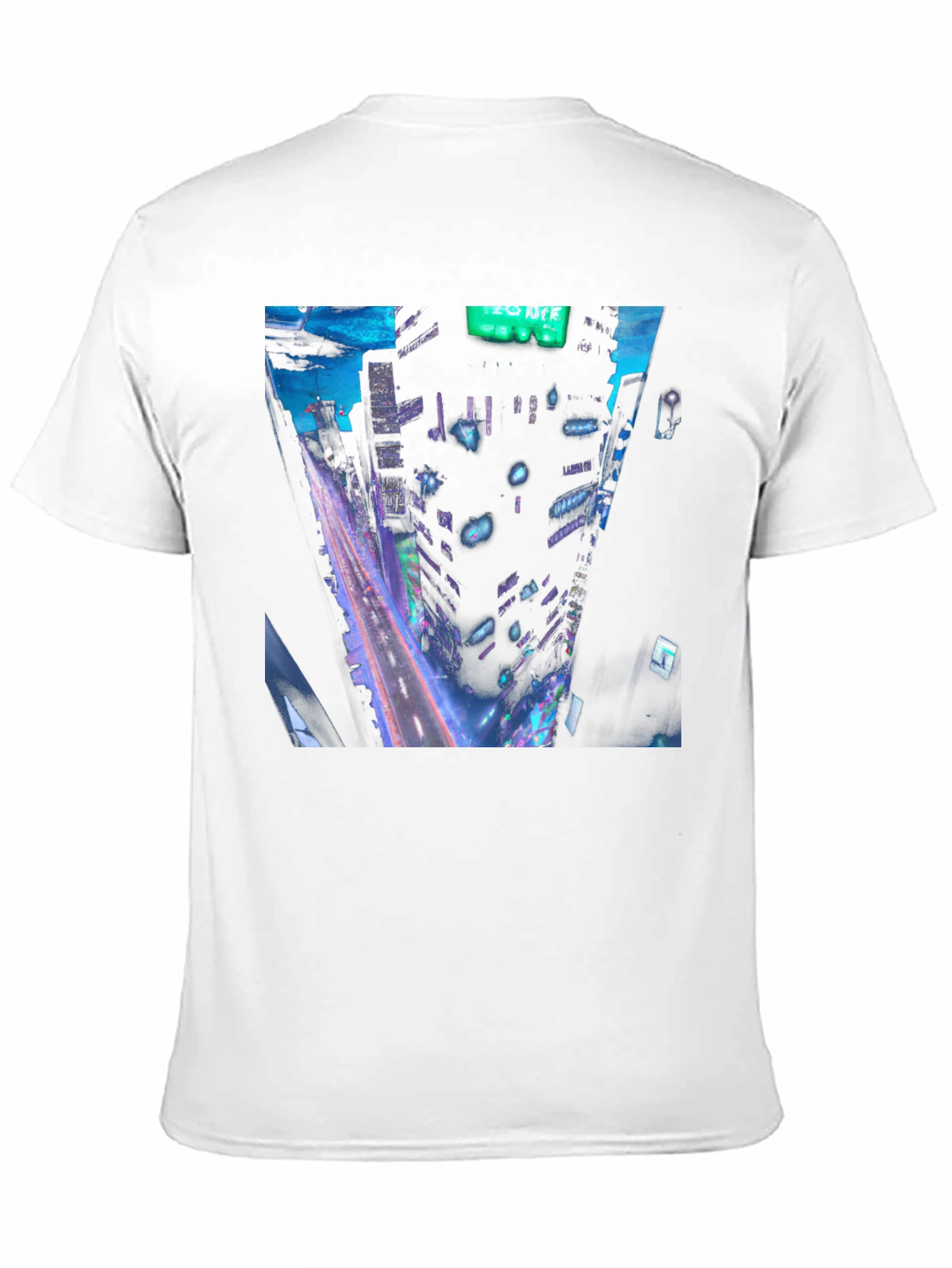 Cyberpunk Cityscape Graphic Tee - Black Cotton