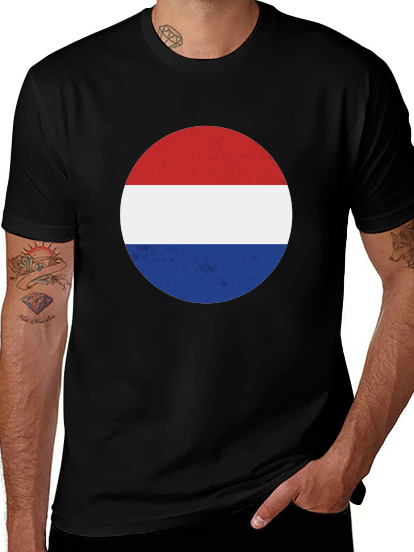 Retro Dutch Flag Graphic Tee - Black