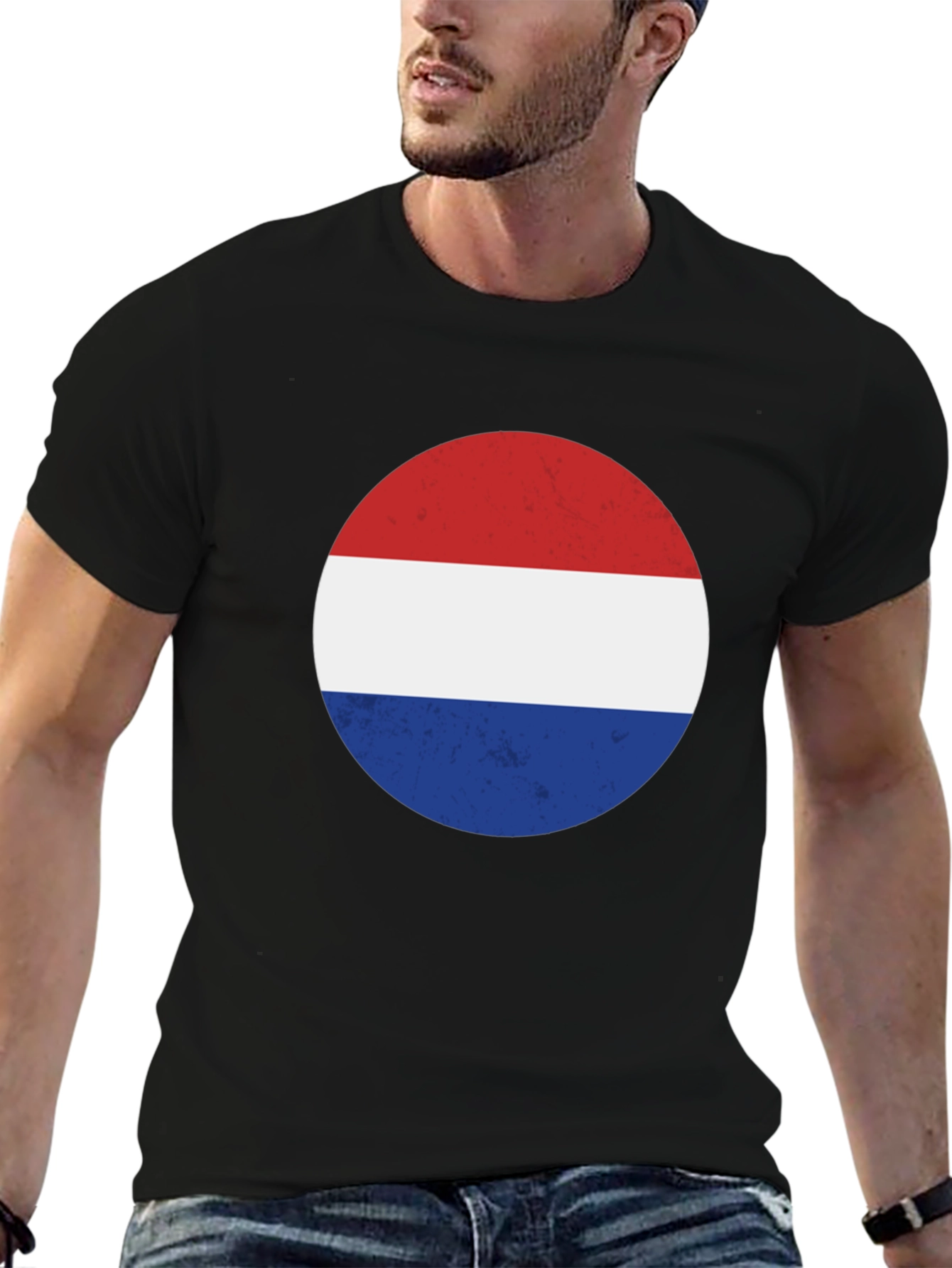 Retro Dutch Flag Graphic Tee - Black