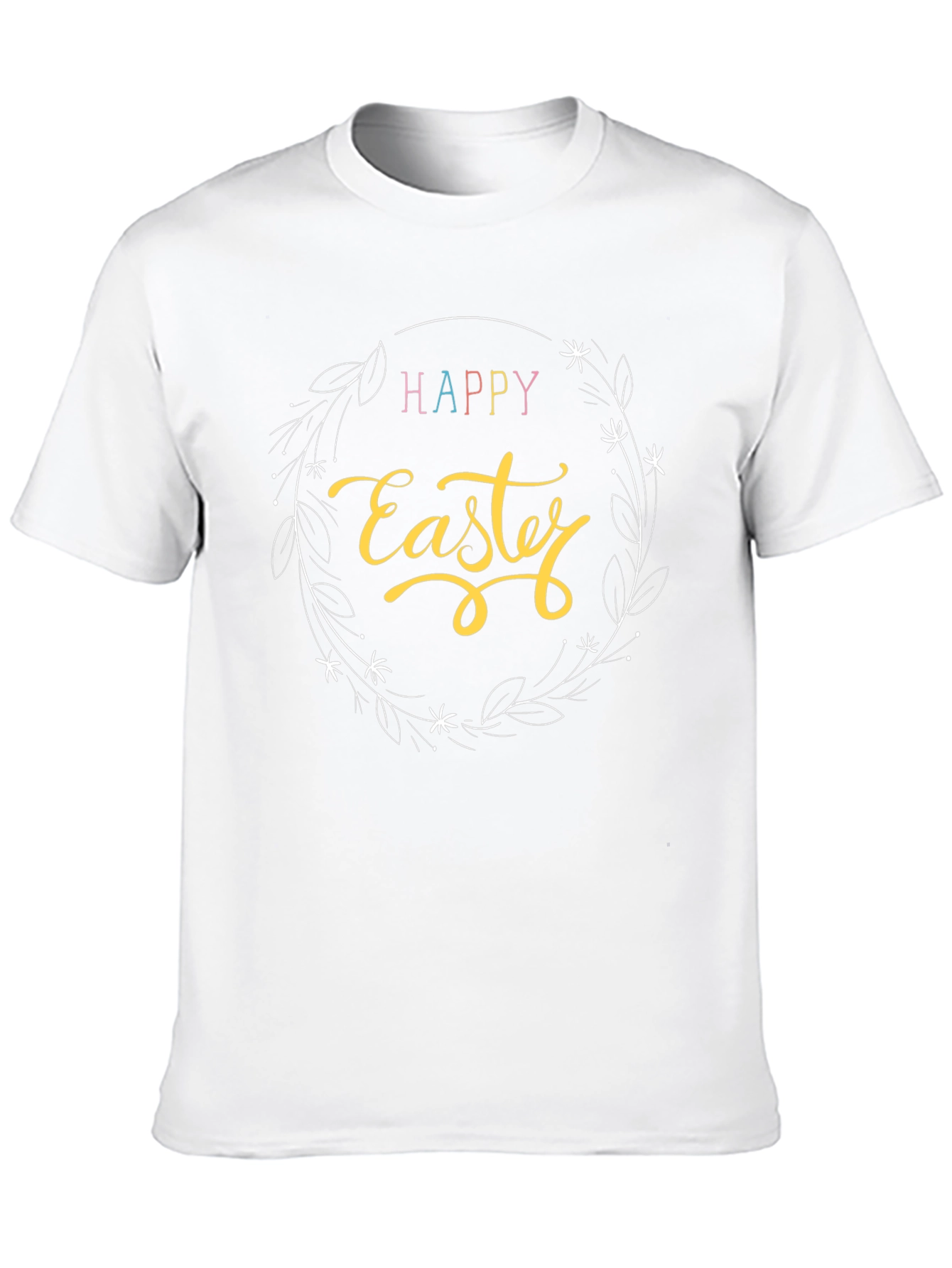 Happy Easter Graphic T-Shirt - Black Crew Neck