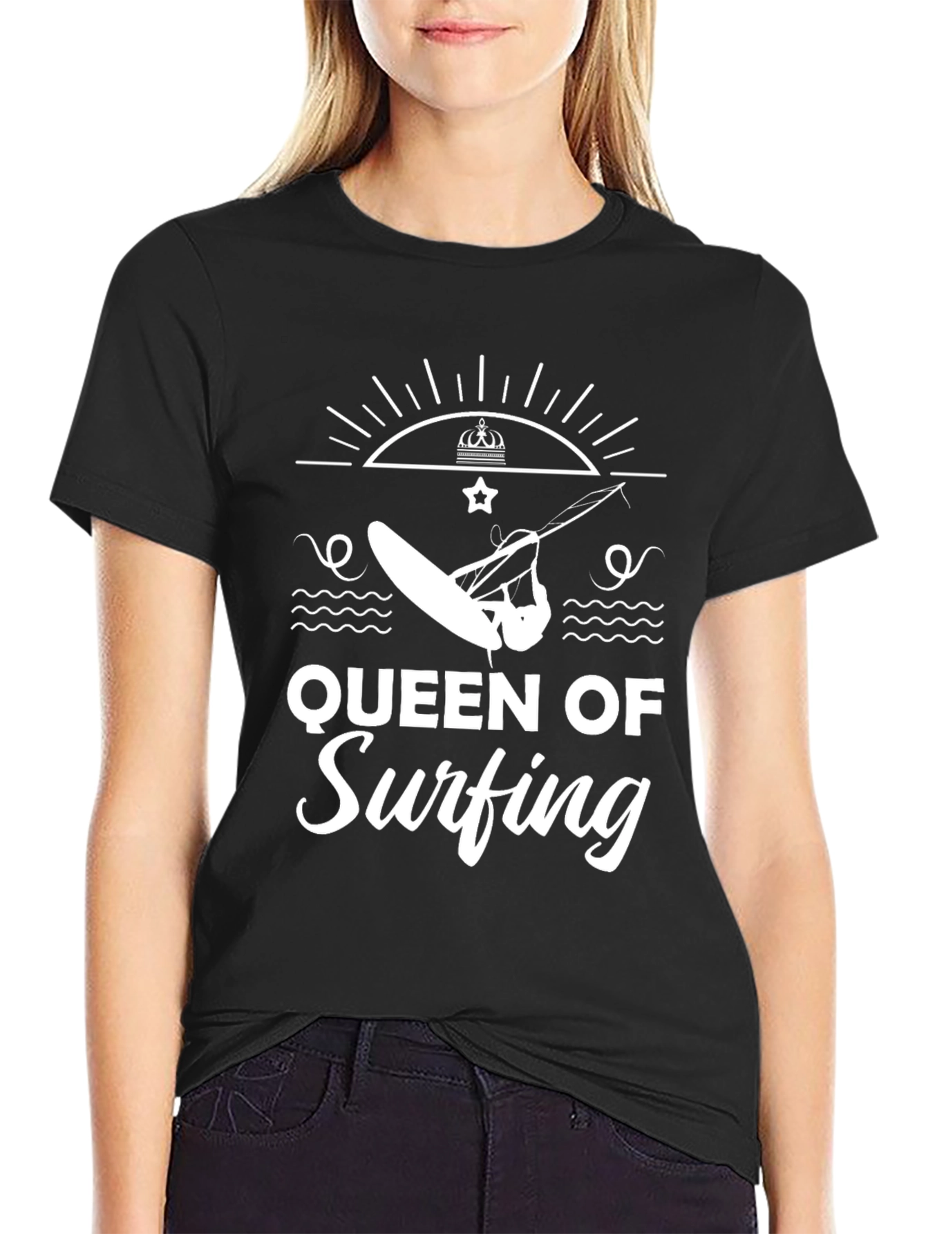 Queen of Surfing Black Graphic Tee