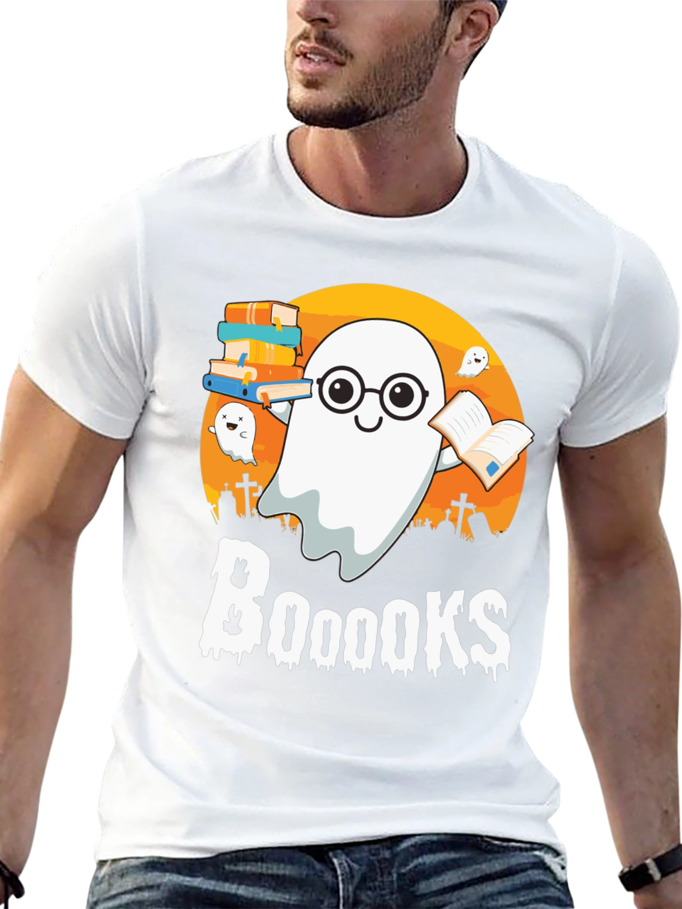 Booooks Halloween Reading Ghost T-Shirt
