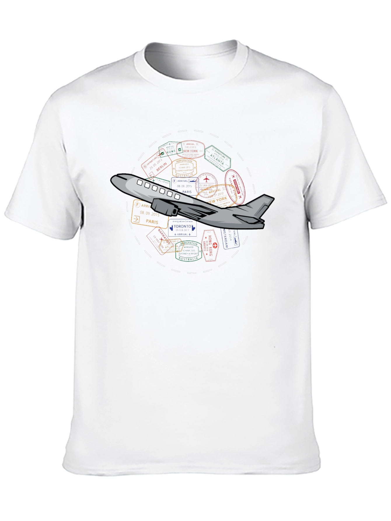 Passport Stamps Airplane Travel T-Shirt