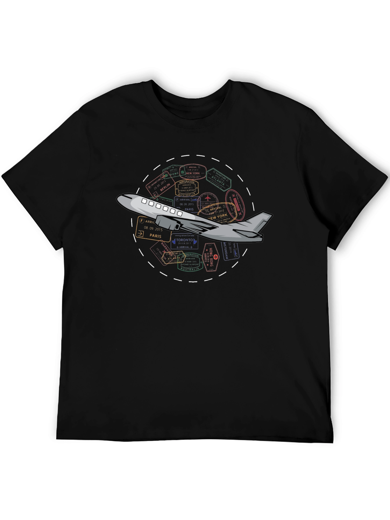 Passport Stamps Airplane Travel T-Shirt