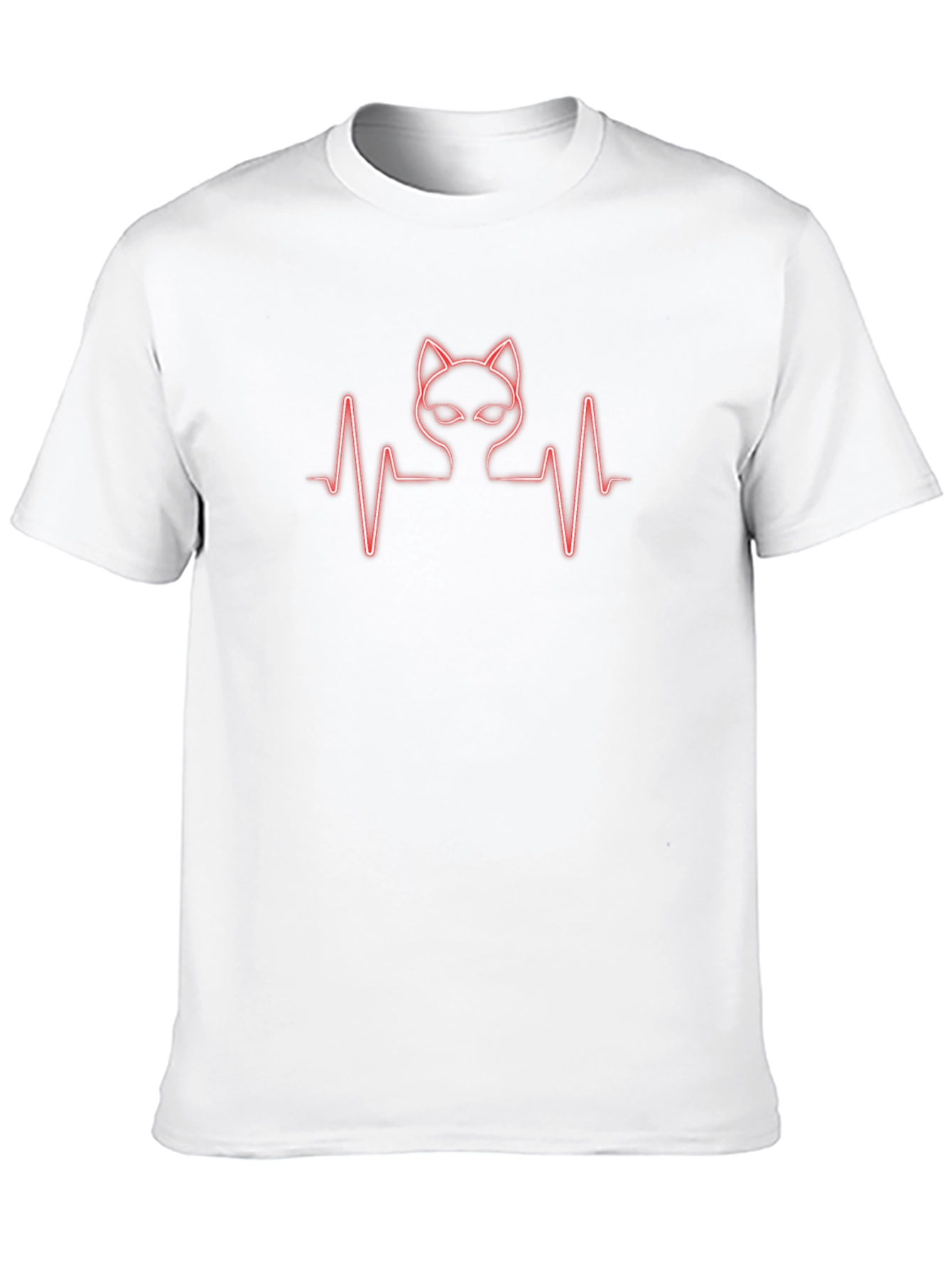 Cat Heartbeat Graphic Tee - Trendy Black T-Shirt