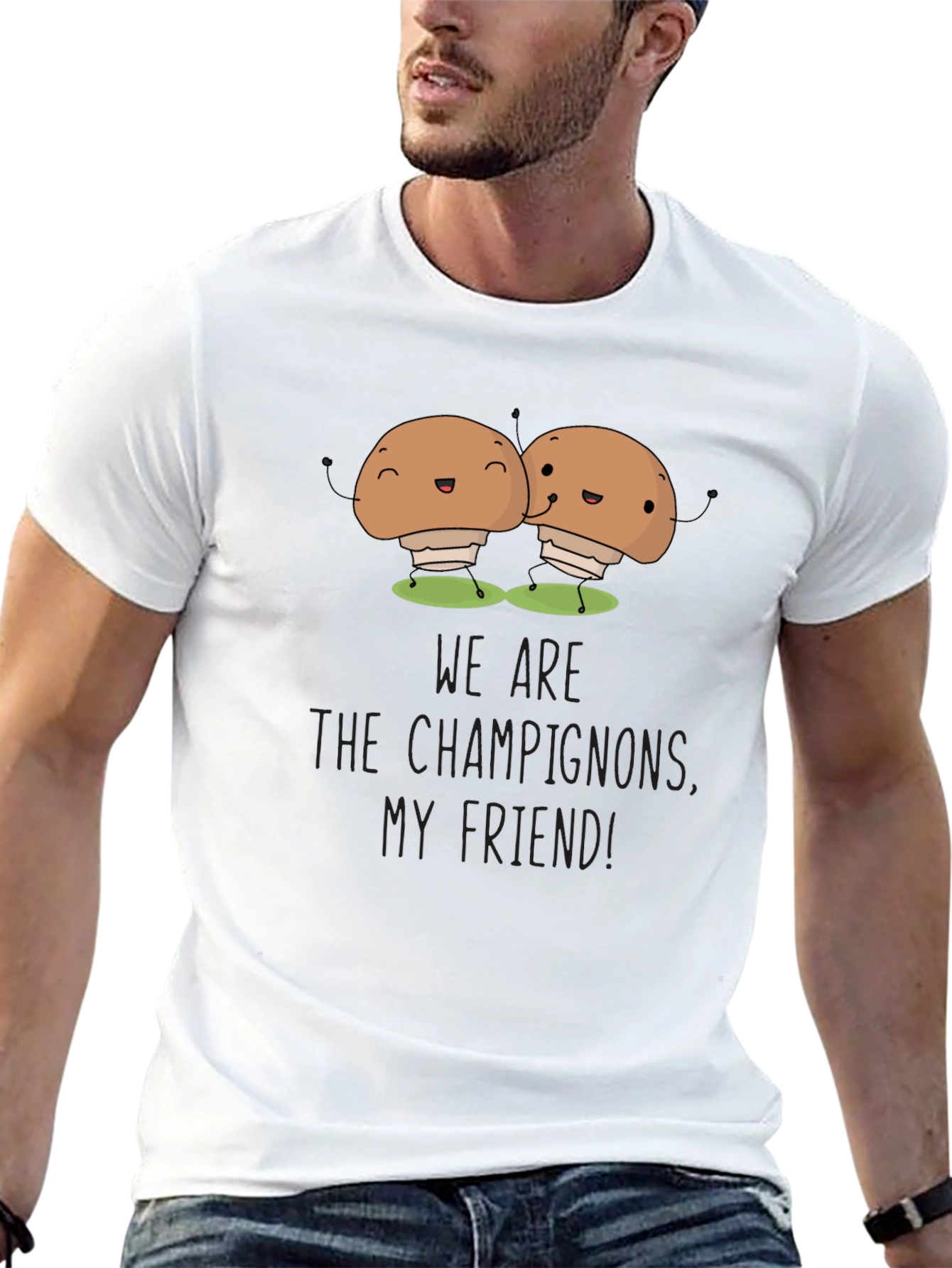 Mushroom Champs Black Tee - Comfy & Funny!
