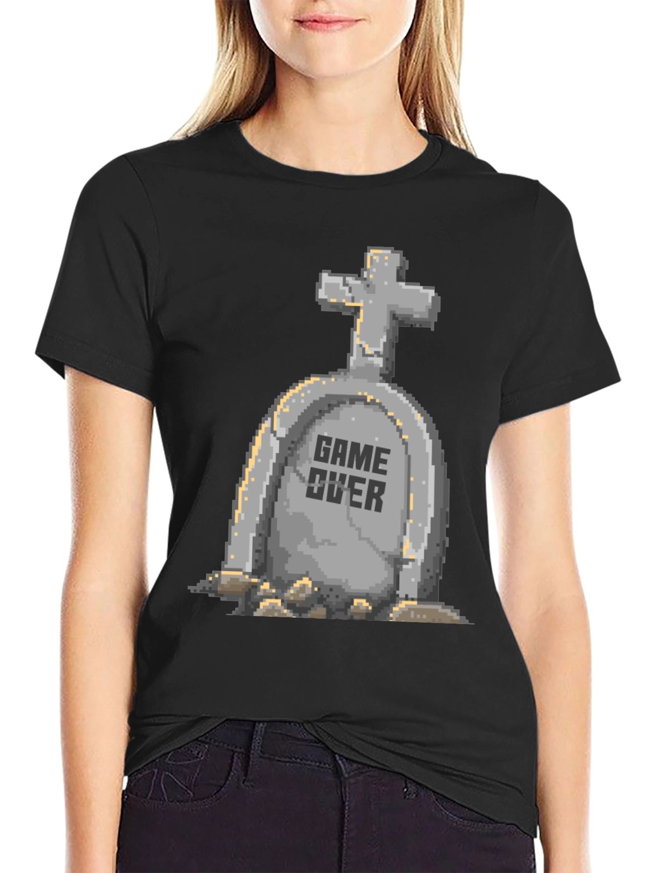 Game Over Tombstone Pixel Art T-Shirt
