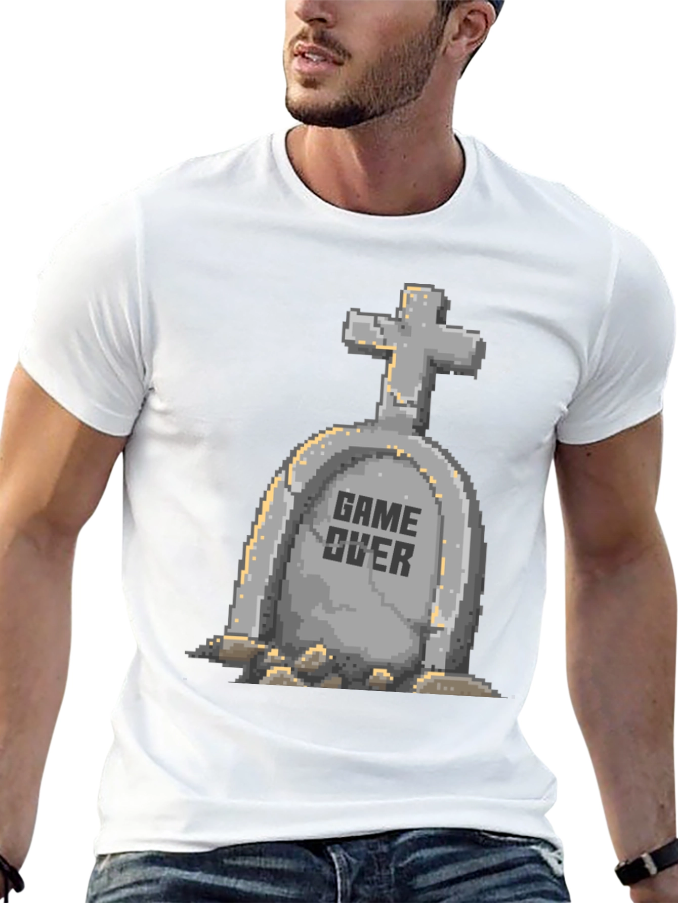 Game Over Tombstone Pixel Art T-Shirt