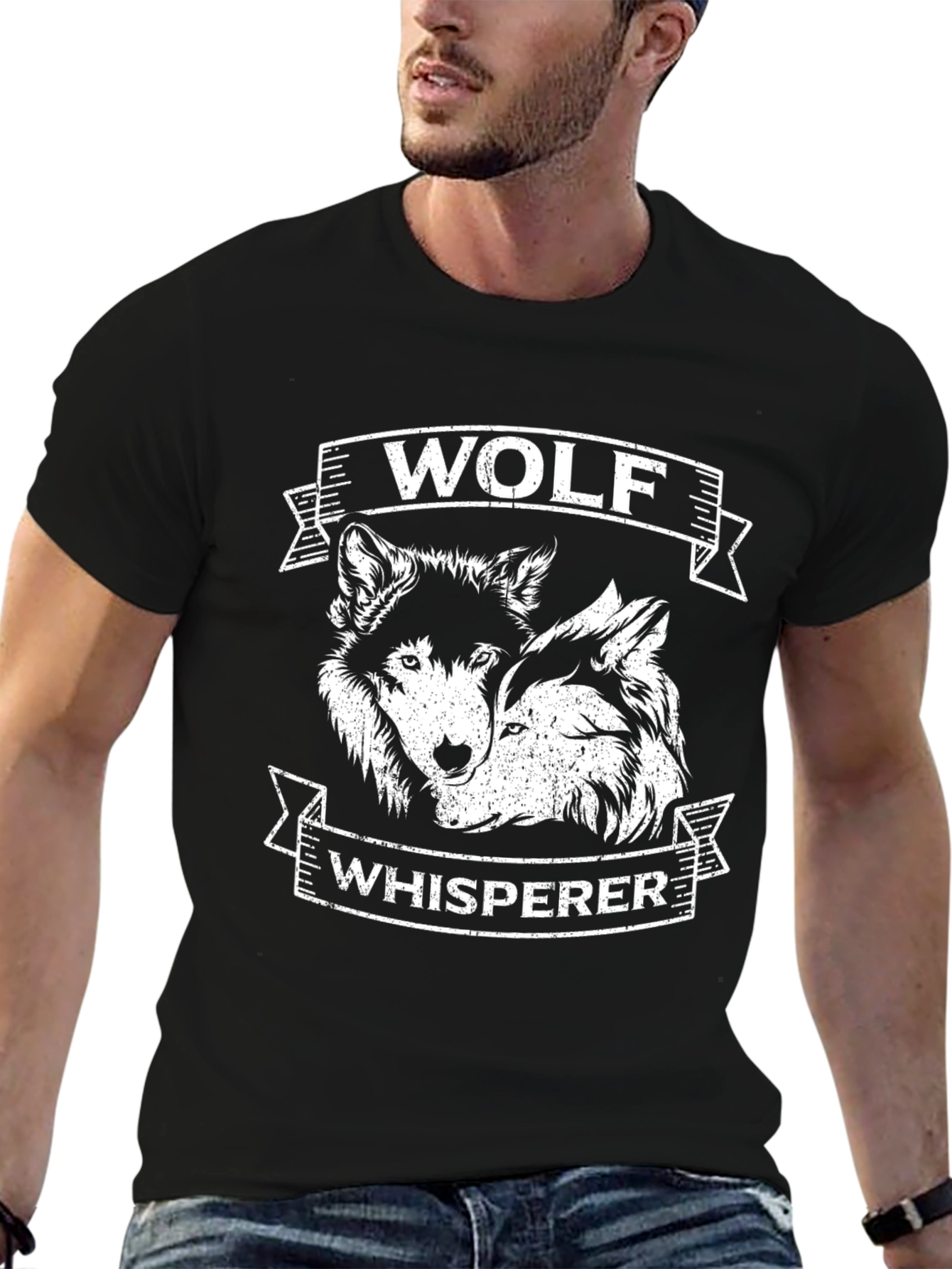 Wolf Whisperer Graphic Tee - Black Cotton T-Shirt