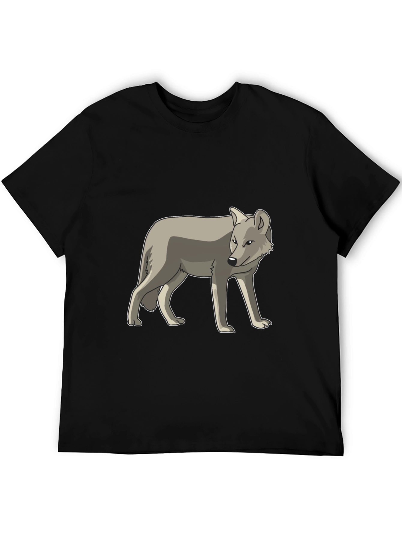 Cool Gray Wolf Graphic Black T-Shirt