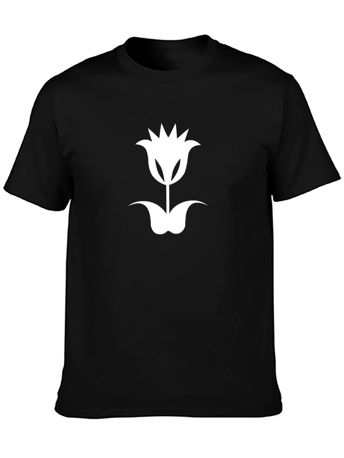 Tulip Graphic Tee - Modern Black Cotton T-Shirt