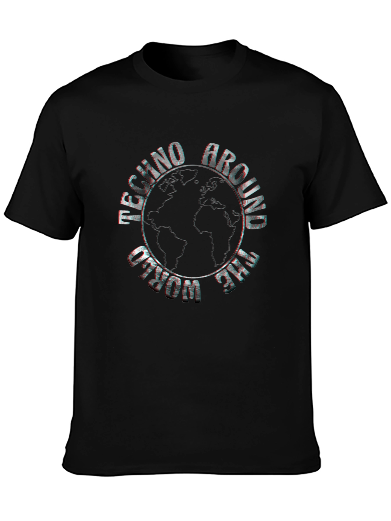 Techno Around The World Black Graphic Tee