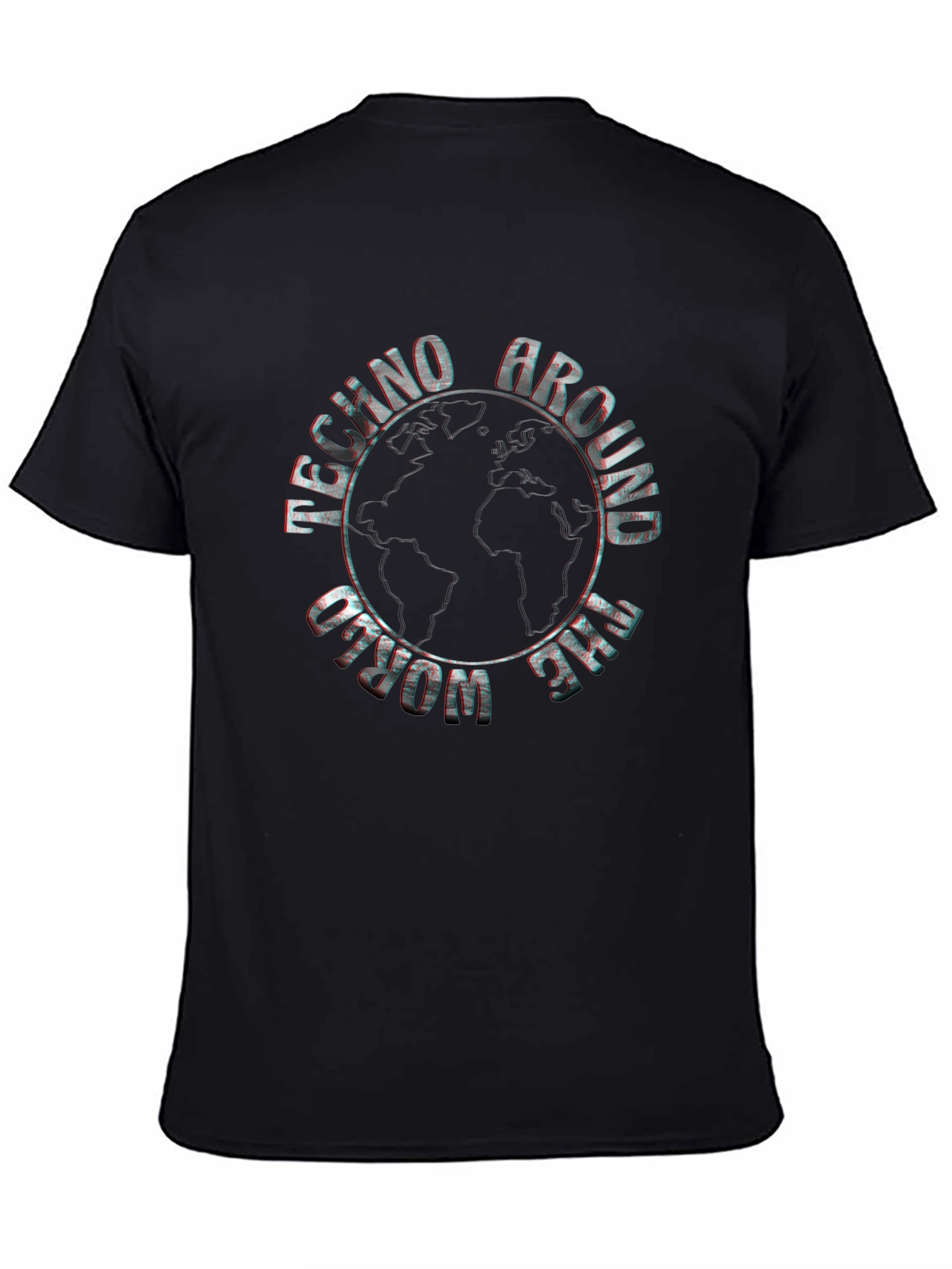Techno Around The World Black Graphic Tee