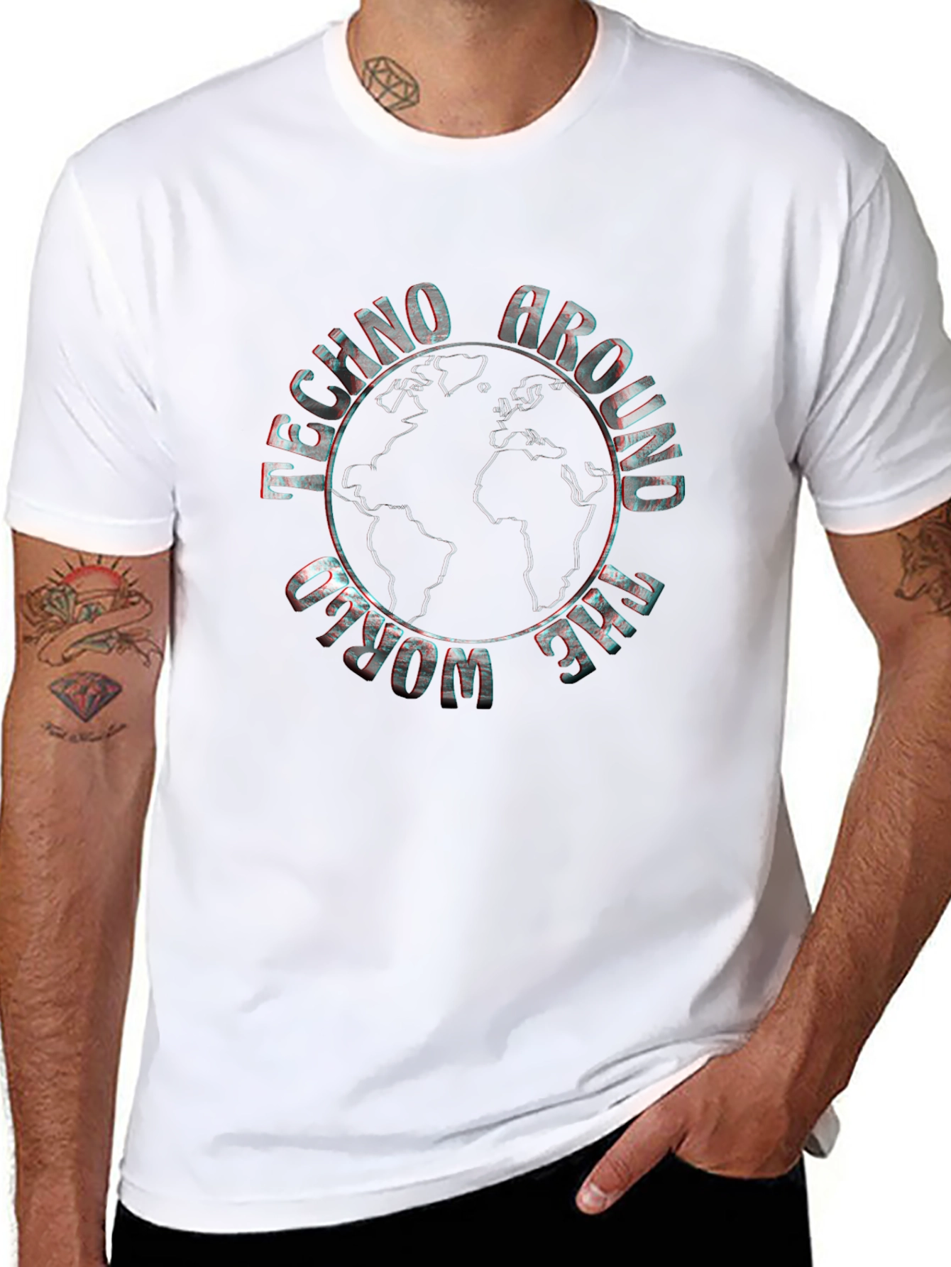 Techno Around The World Black Graphic Tee