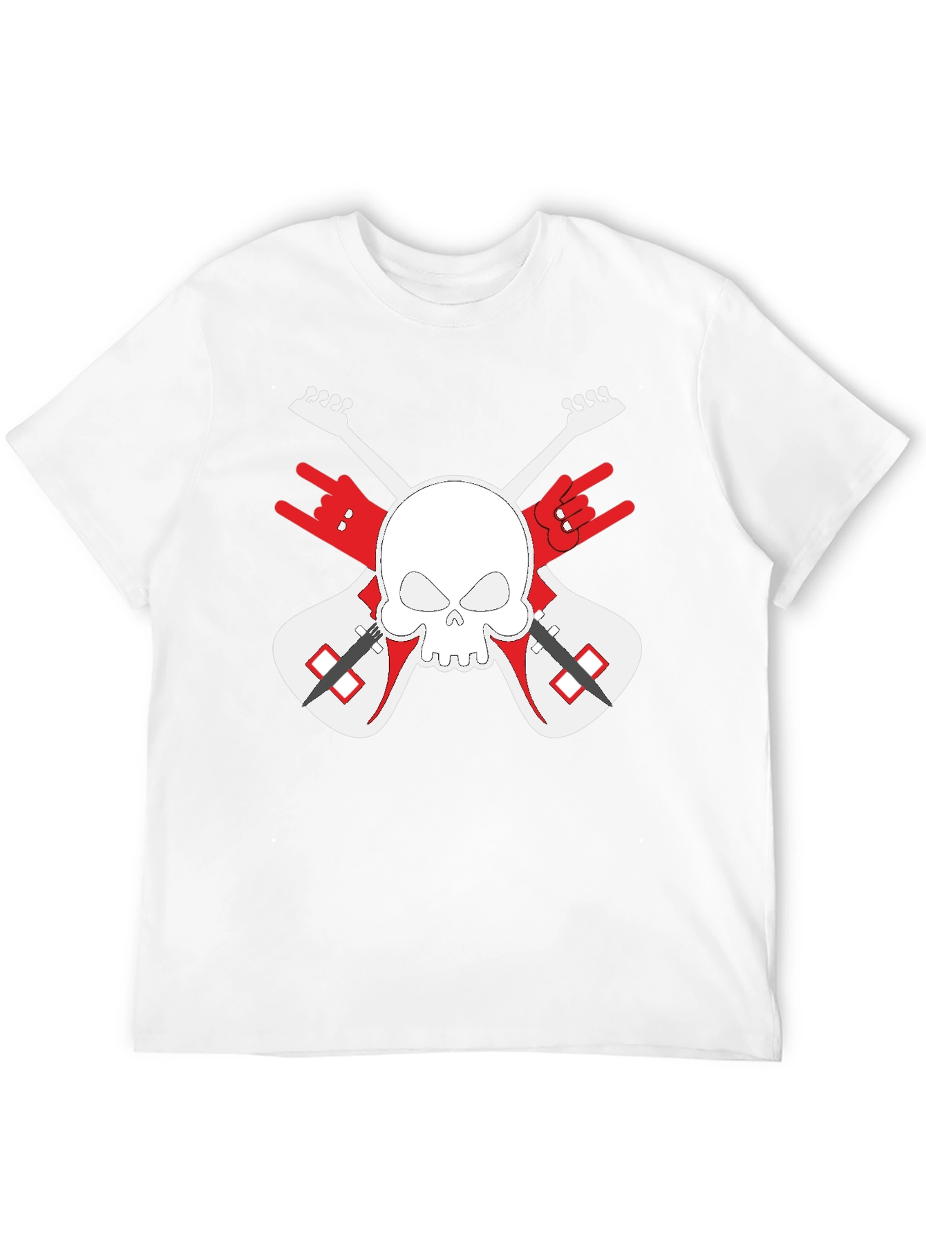 Rock On! Skull & Guitars Black Graphic T-Shirt