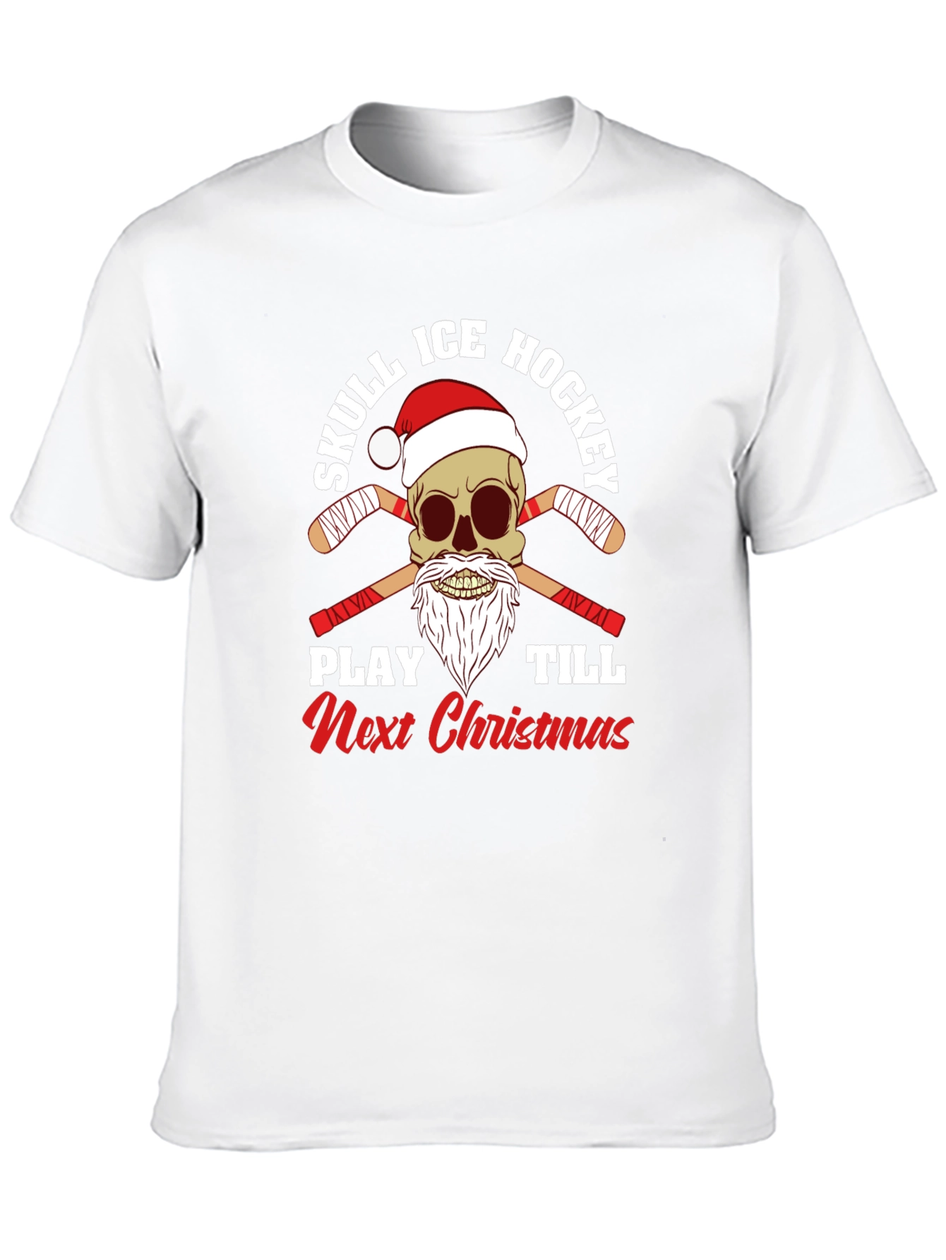 Skull Ice Hockey Christmas T-Shirt