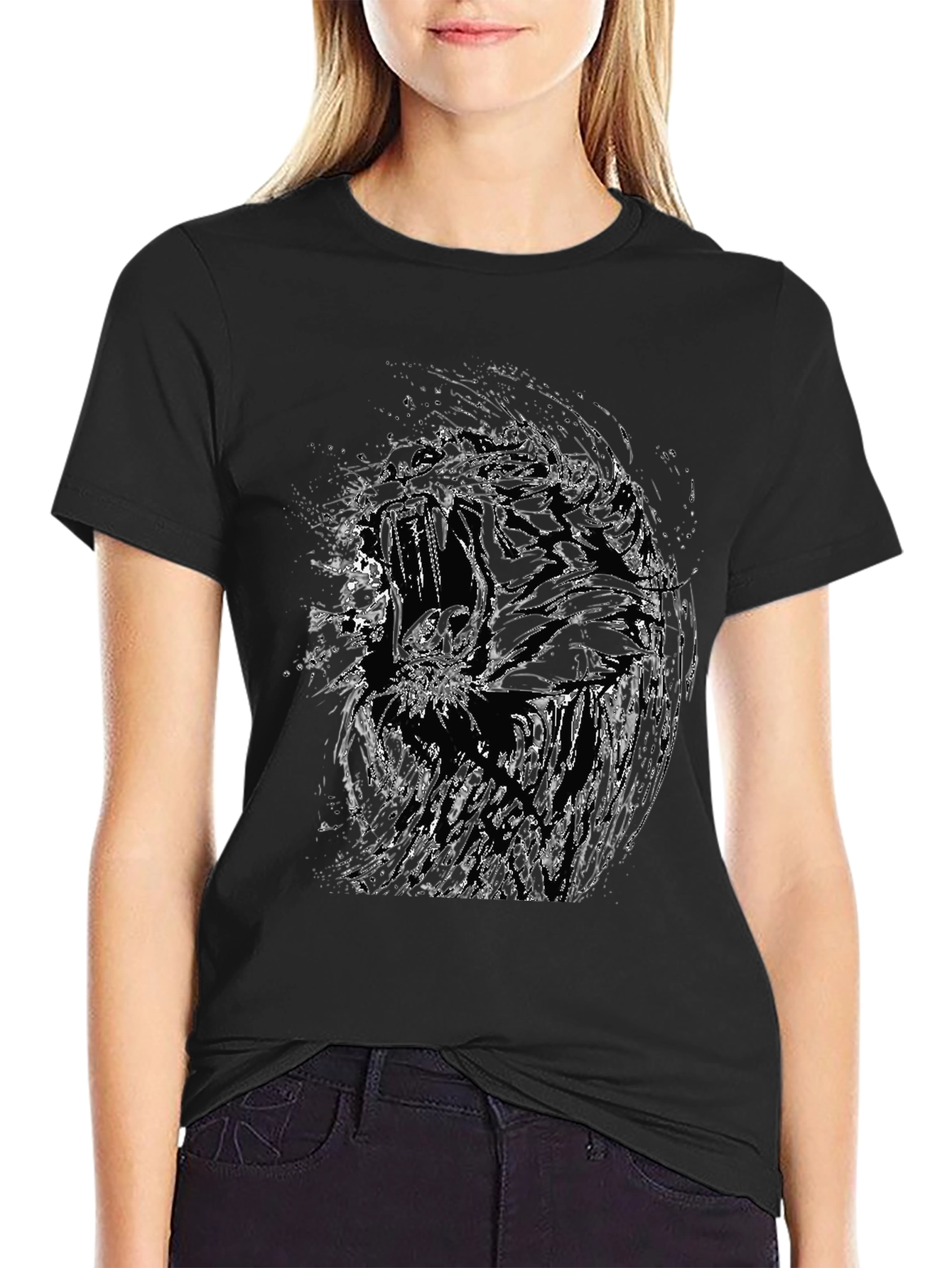 Abstract Graphic Print Black T-Shirt