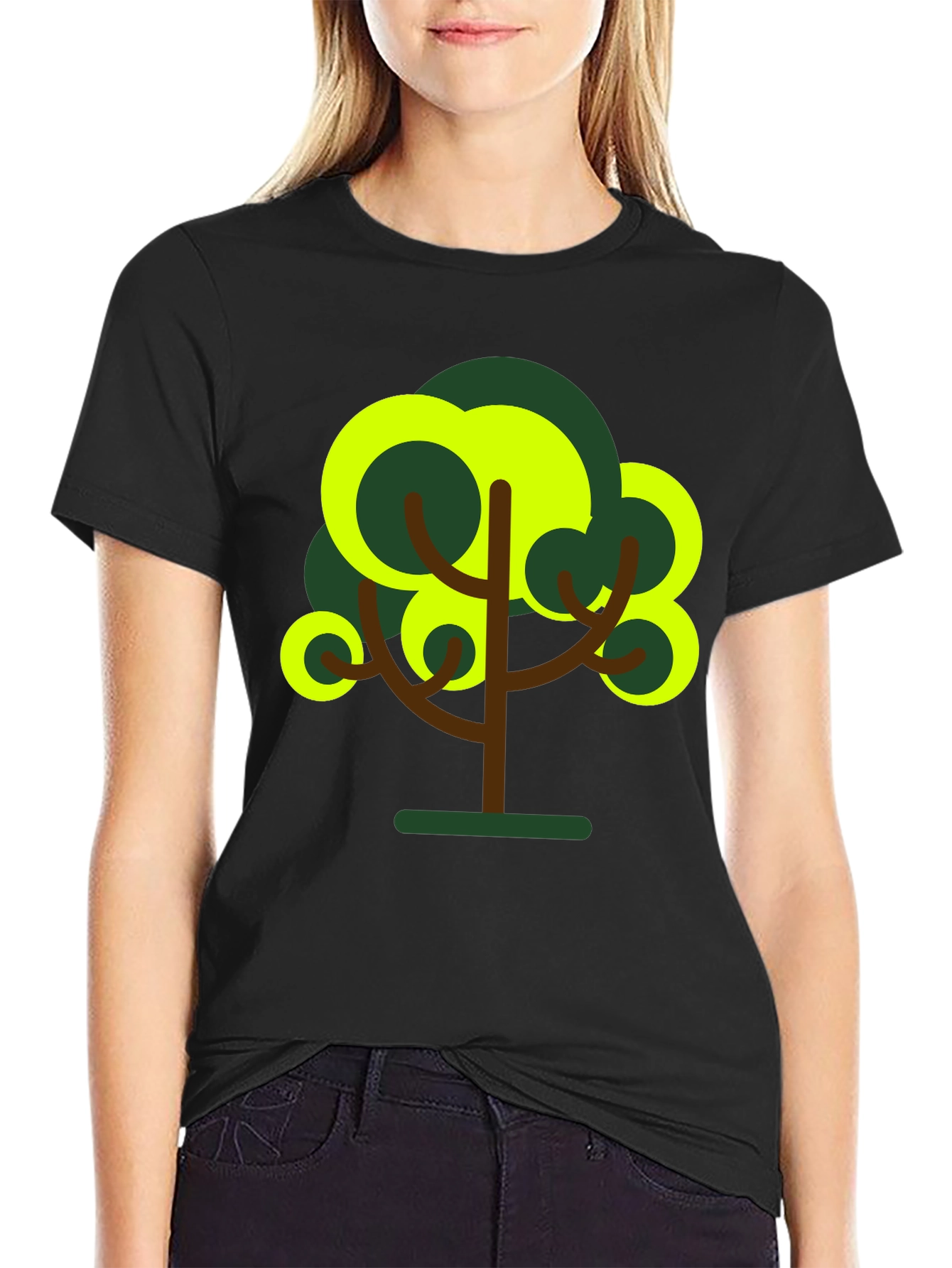 Abstract Tree Graphic Tee - Black