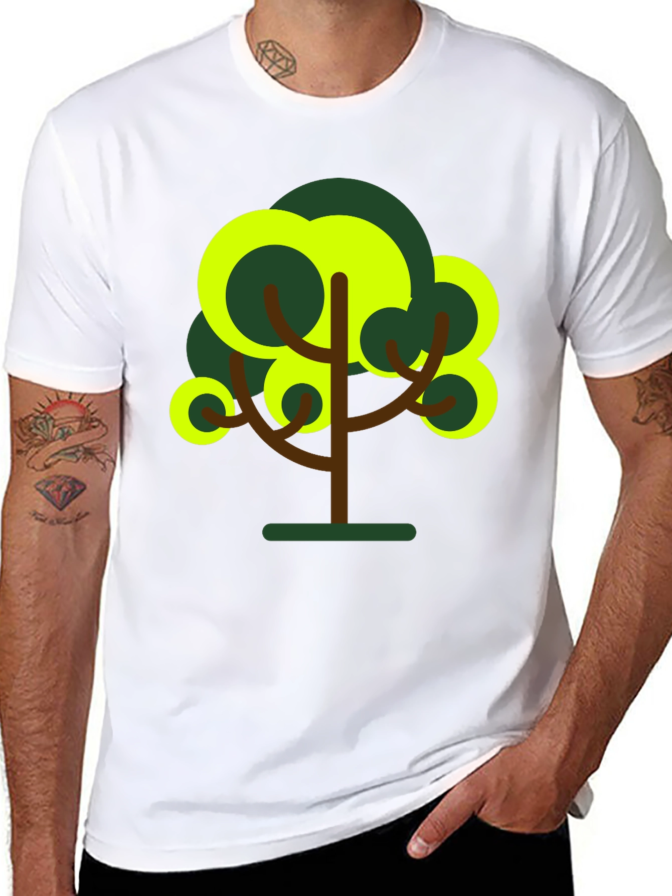 Abstract Tree Graphic Tee - Black