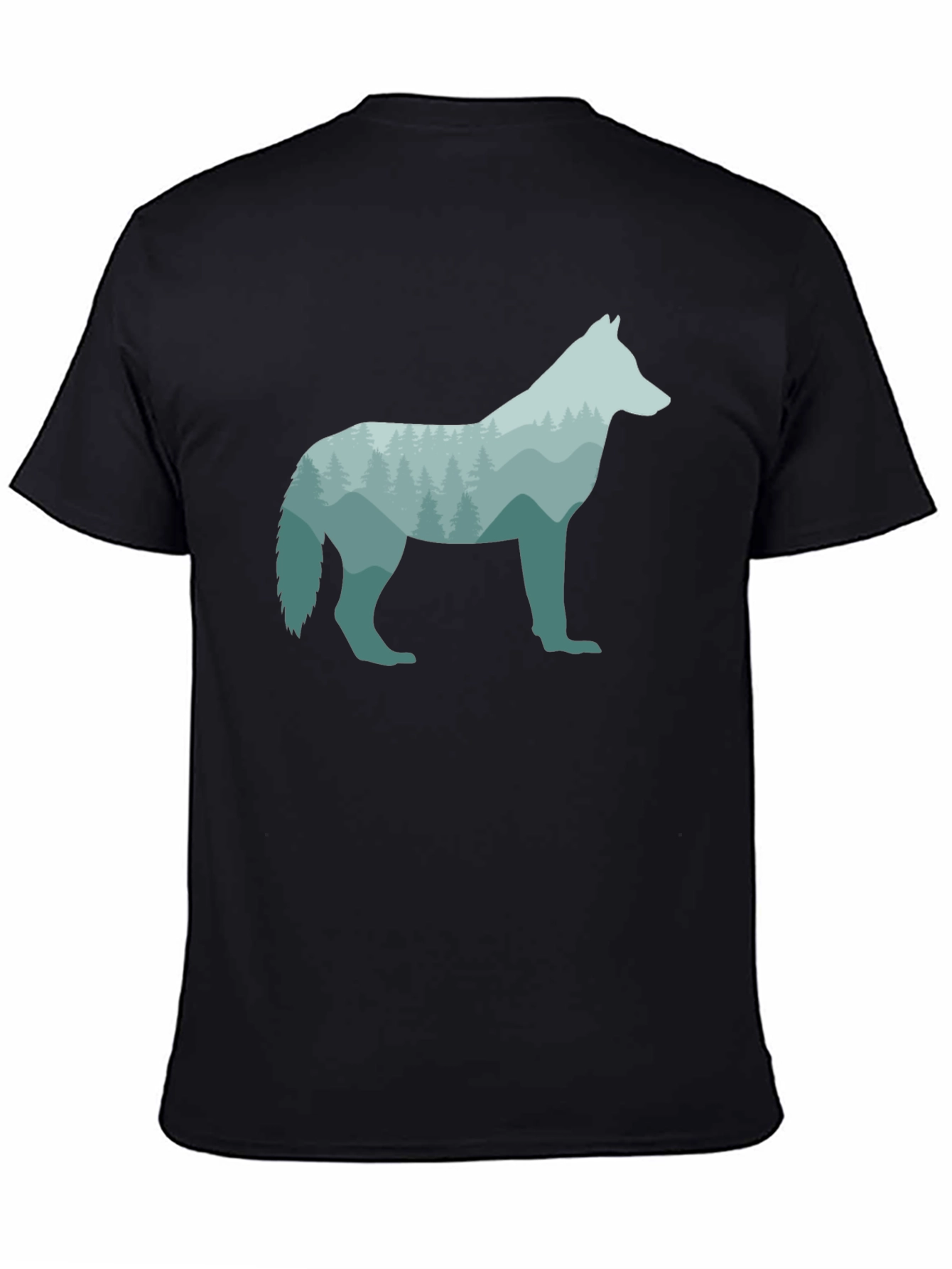 Wolf Silhouette Graphic Black T-Shirt