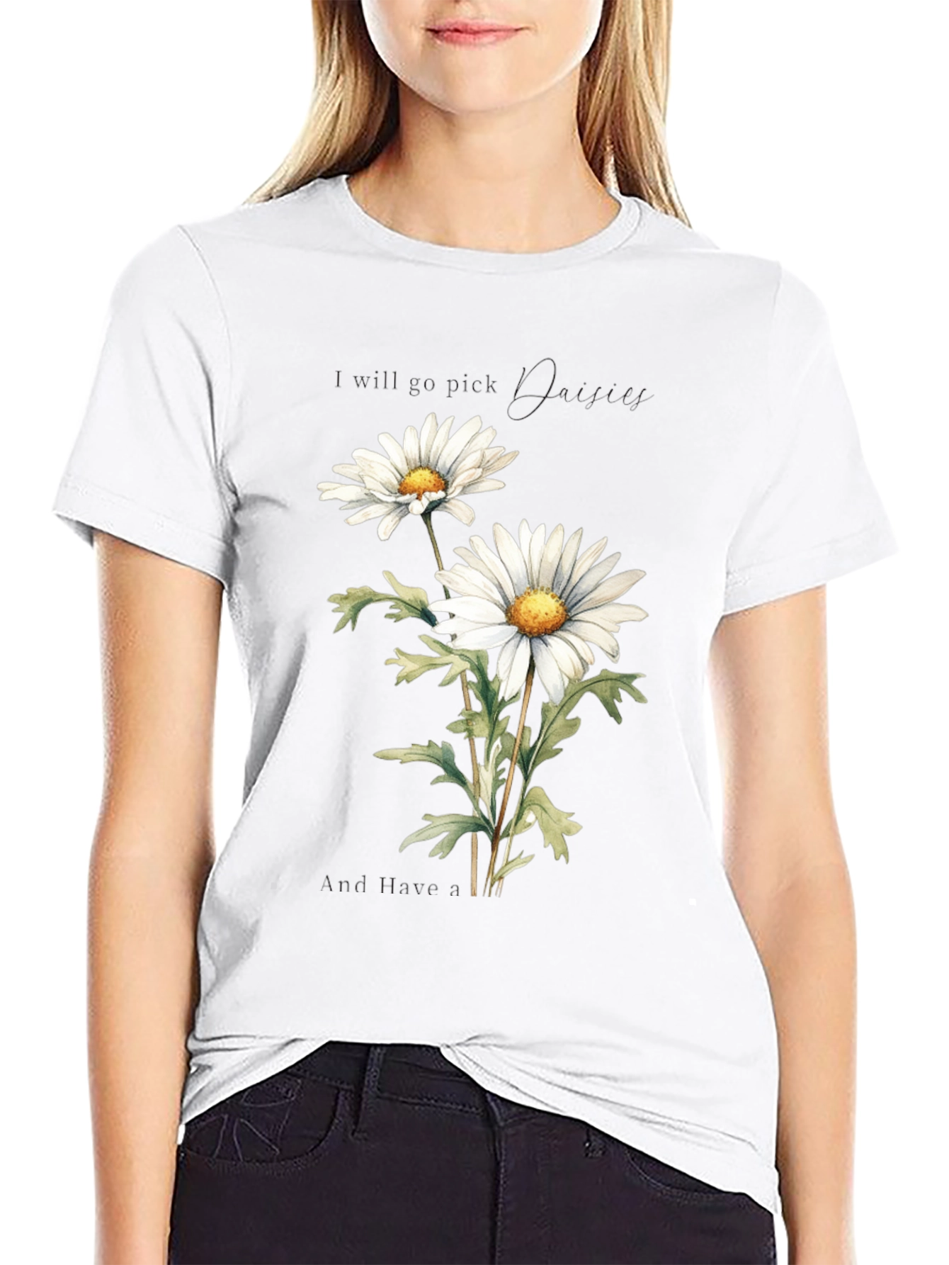 Daisy Flower Graphic Tee - Soft Cotton Black T-Shirt