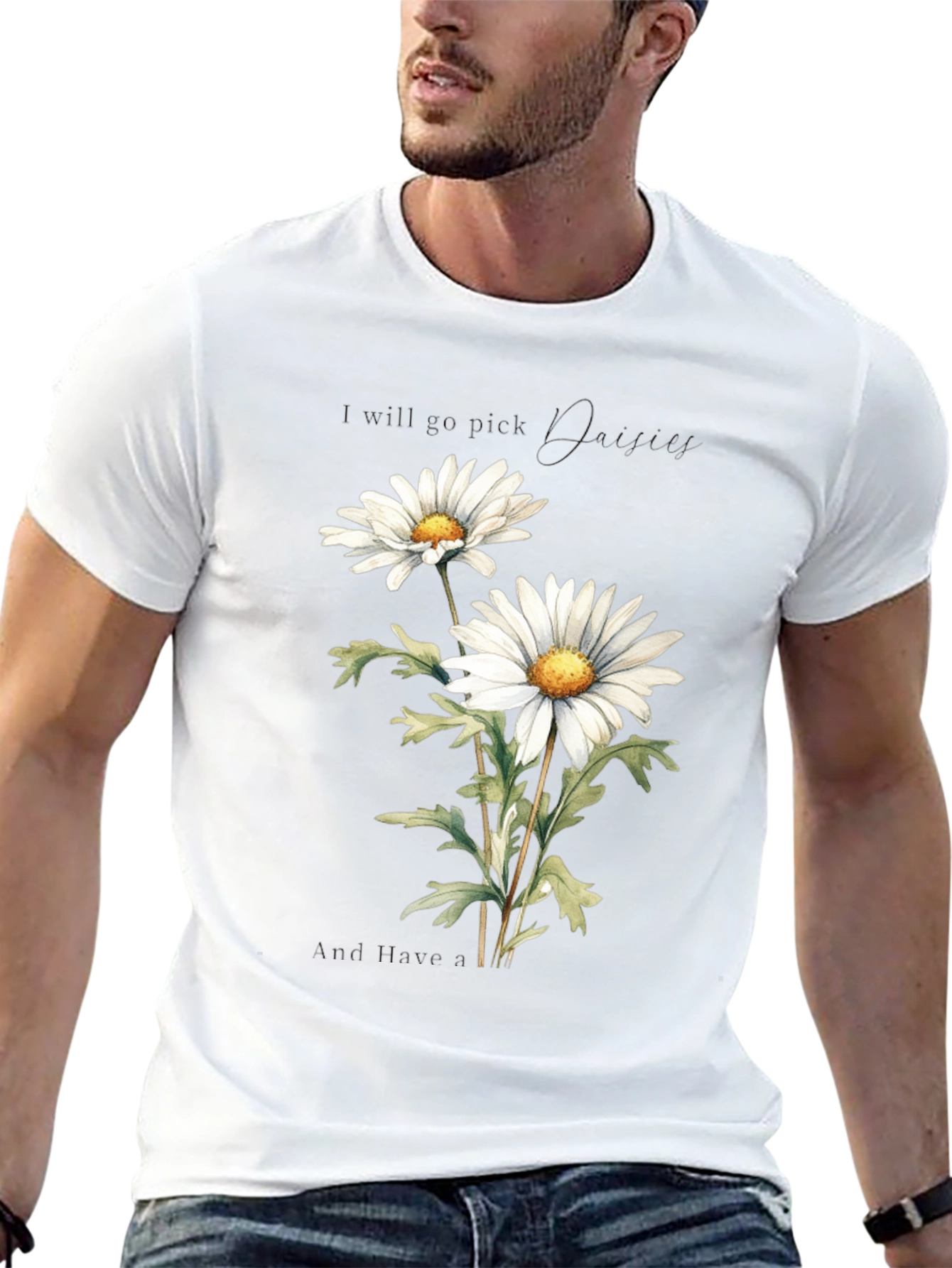 Daisy Flower Graphic Tee - Soft Cotton Black T-Shirt