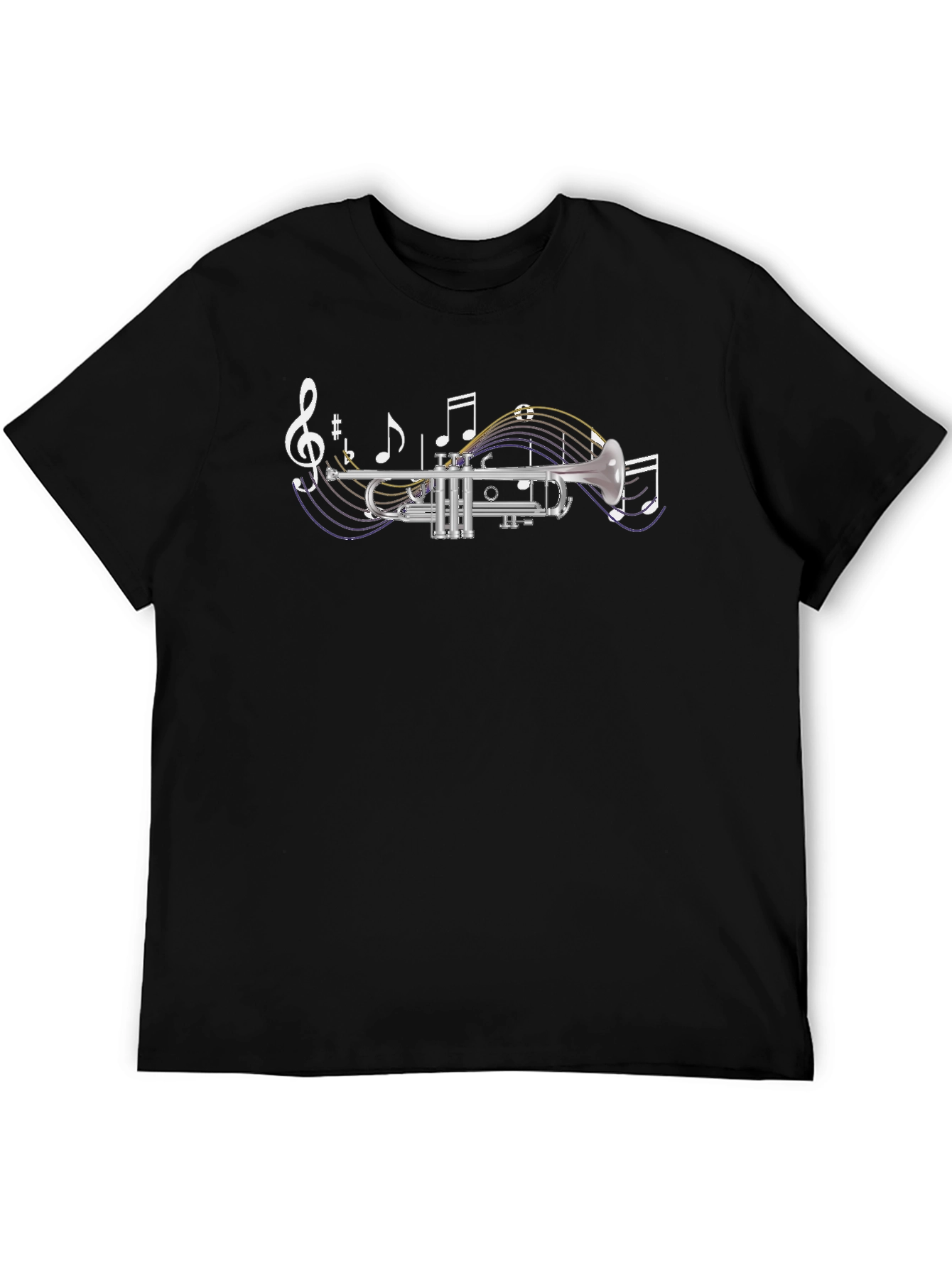 Trumpet & Music Notes Graphic T-Shirt