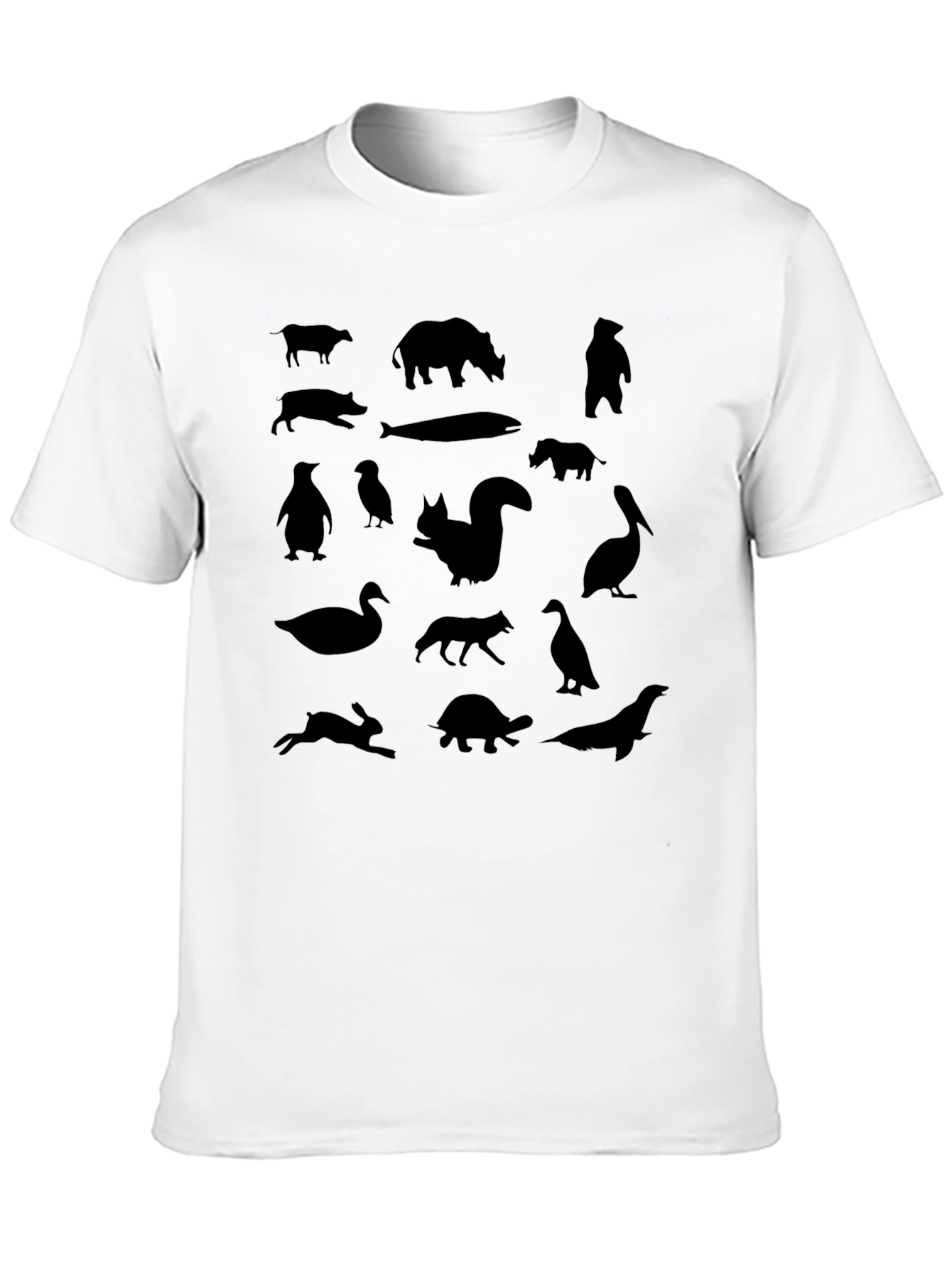 Animal Silhouettes Graphic Tee - Black Unisex Shirt