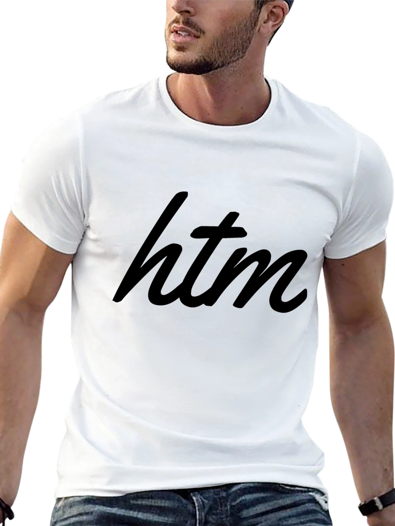 Stylish Black HTM Graphic Tee - Modern Casual Wear