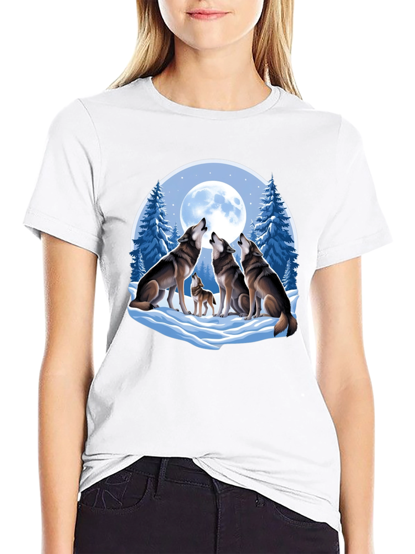 Wolf Pack Moon Graphic Tee - Black
