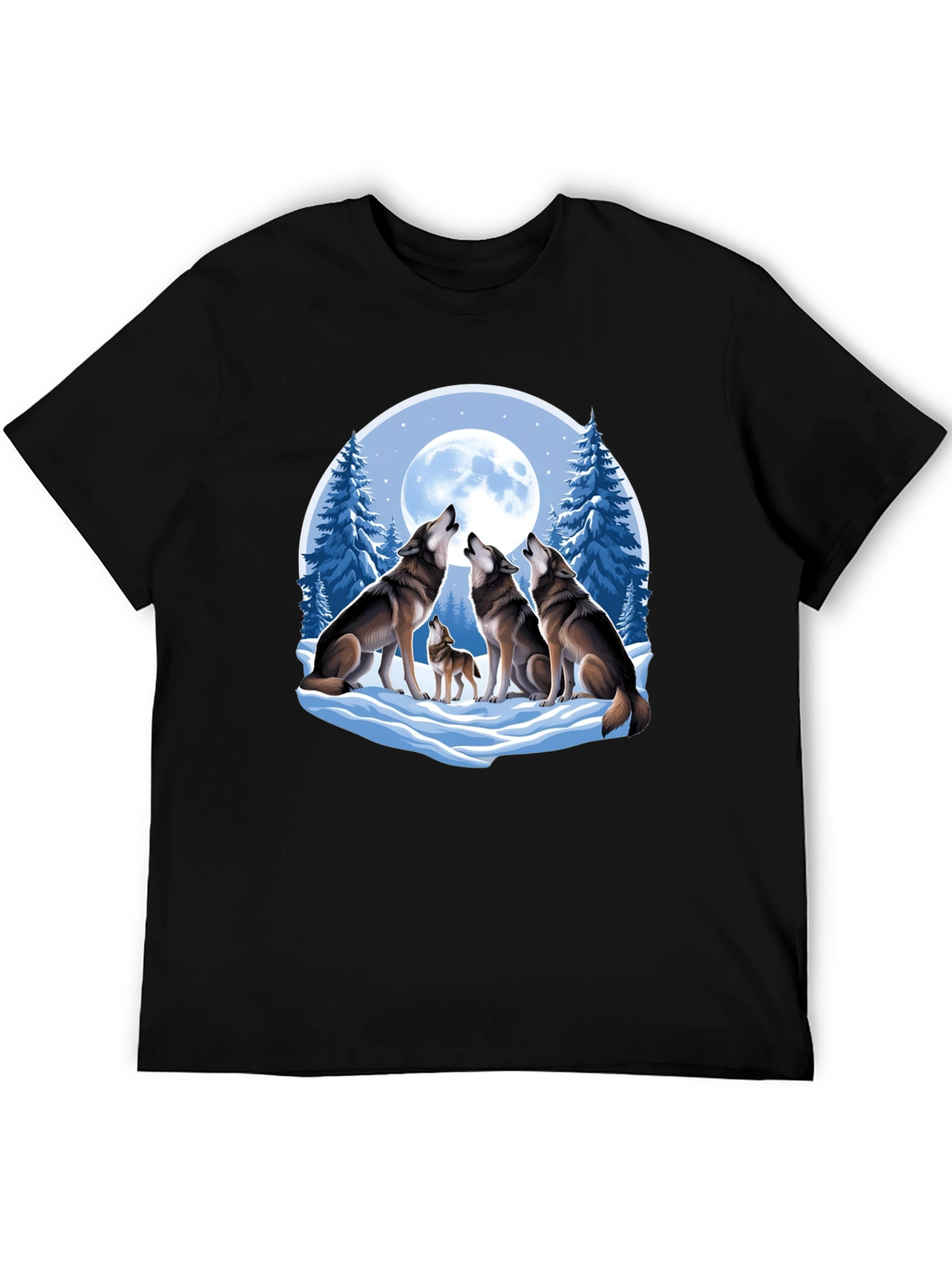 Wolf Pack Moon Graphic Tee - Black