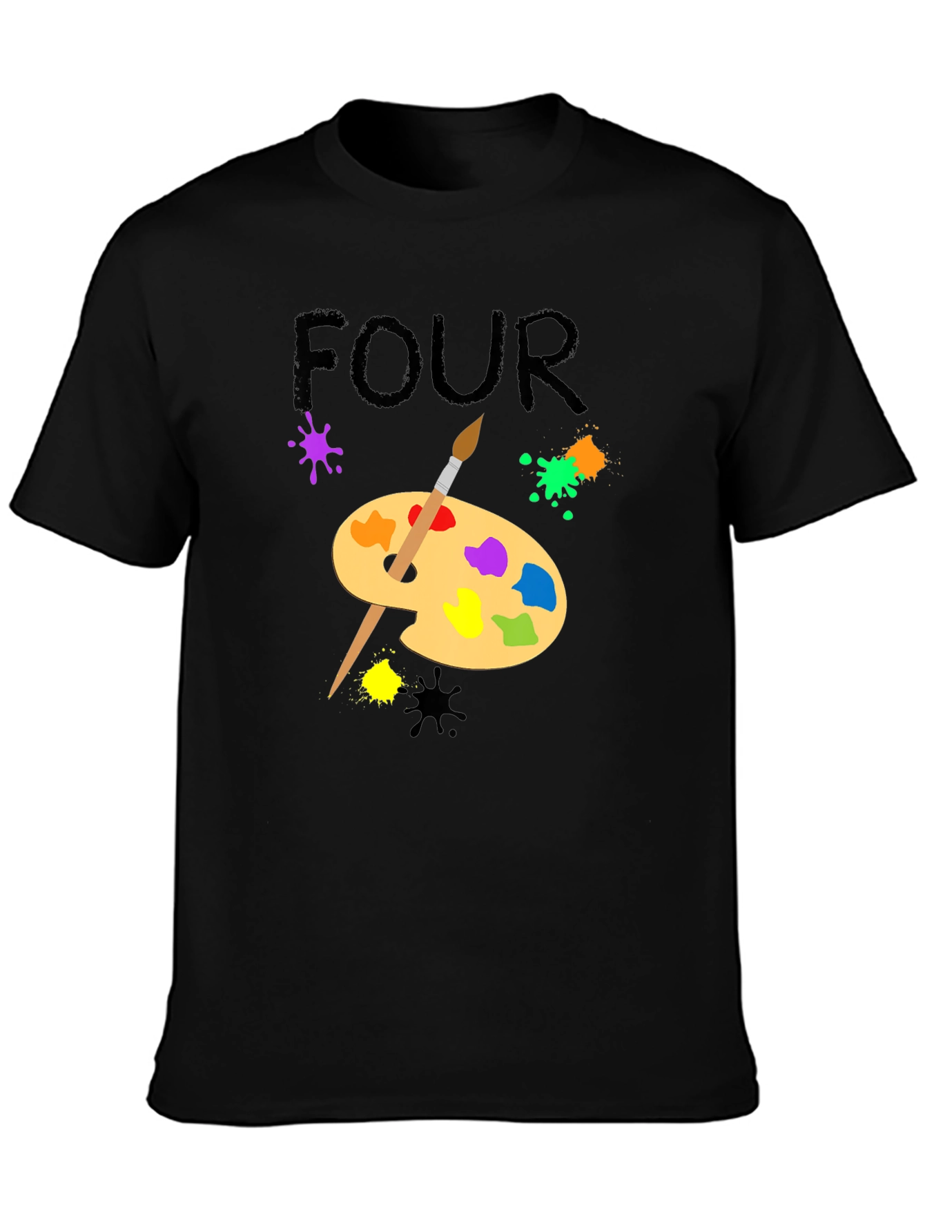 Painter Four Birthday Black T-Shirt