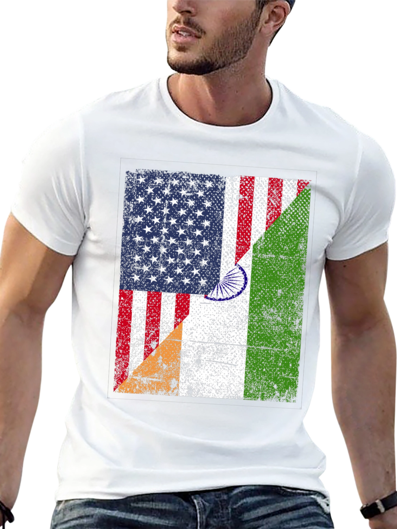 USA India Flag Graphic T-Shirt