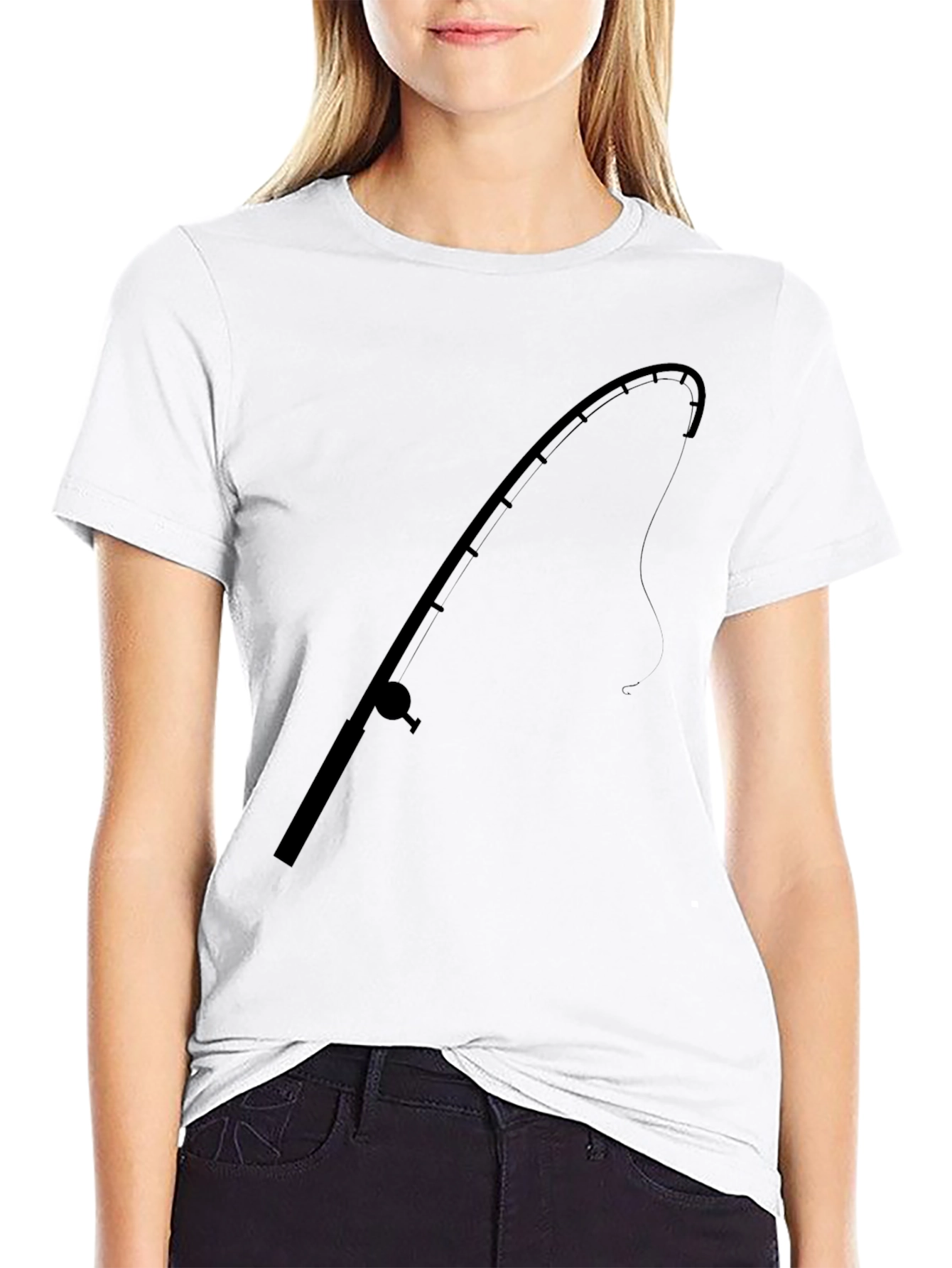 Fishing Rod Graphic Tee - Black Cotton T-Shirt