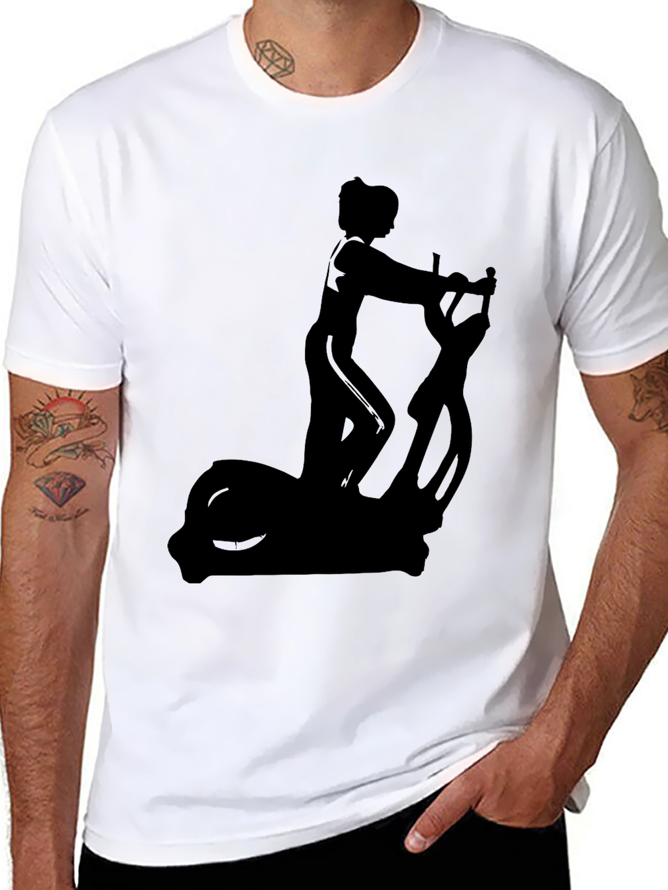 Black T-Shirt with Elliptical Trainer Graphic